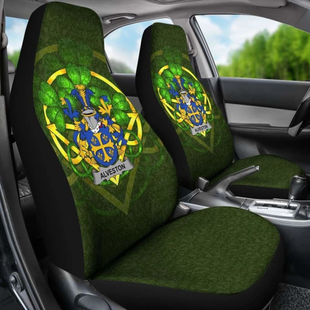 Alveston Ireland Car Seat Cover Set of 2 - Premium Celtic Shamrock Design for Cars, SUVs & Trucks | Waterproof & Non-Slip Protection | Perfect for Daily Commute, Road Trips & Family Travel