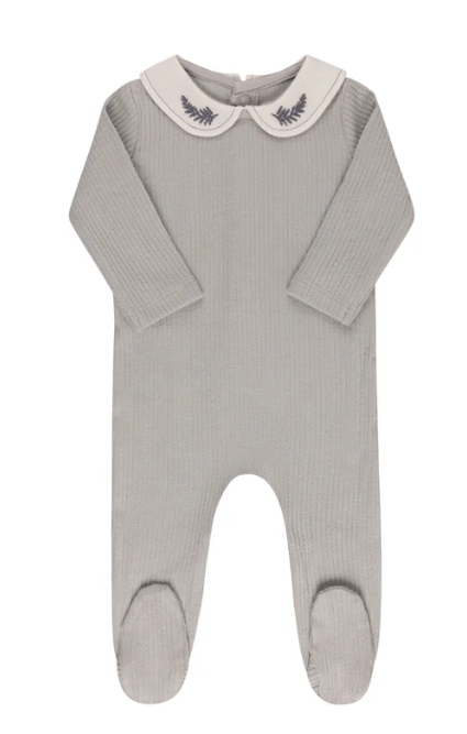ELY & CO Embroidered Collar Footie Pajamas for Baby - Soft Cotton Sleepwear for Infants 0-12 Months - Perfect for Nursery, Bedtime & Photo Shoots