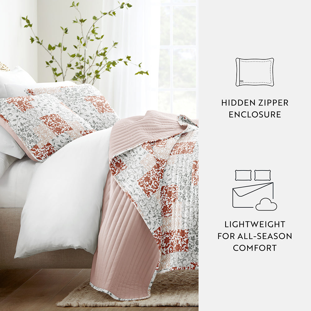 Reversible Quilted Patchwork Coverlet Set - Soft & Cozy Bedspread for All Seasons | Perfect for Bedroom, Guest Room & Dorm Decor