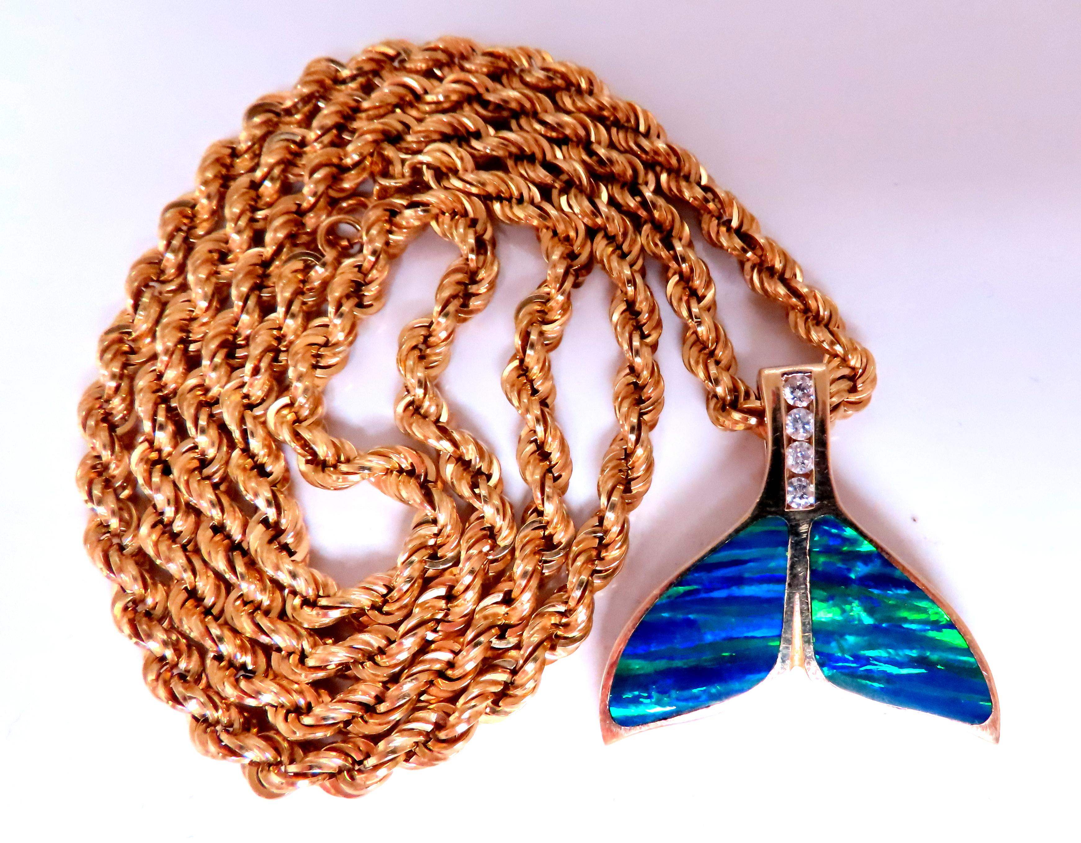 Opal Large Whale Tail Rope Chain Necklace 14K Gold - Elegant Statement Jewelry for Women, Perfect for Parties, Weddings & Everyday Wear