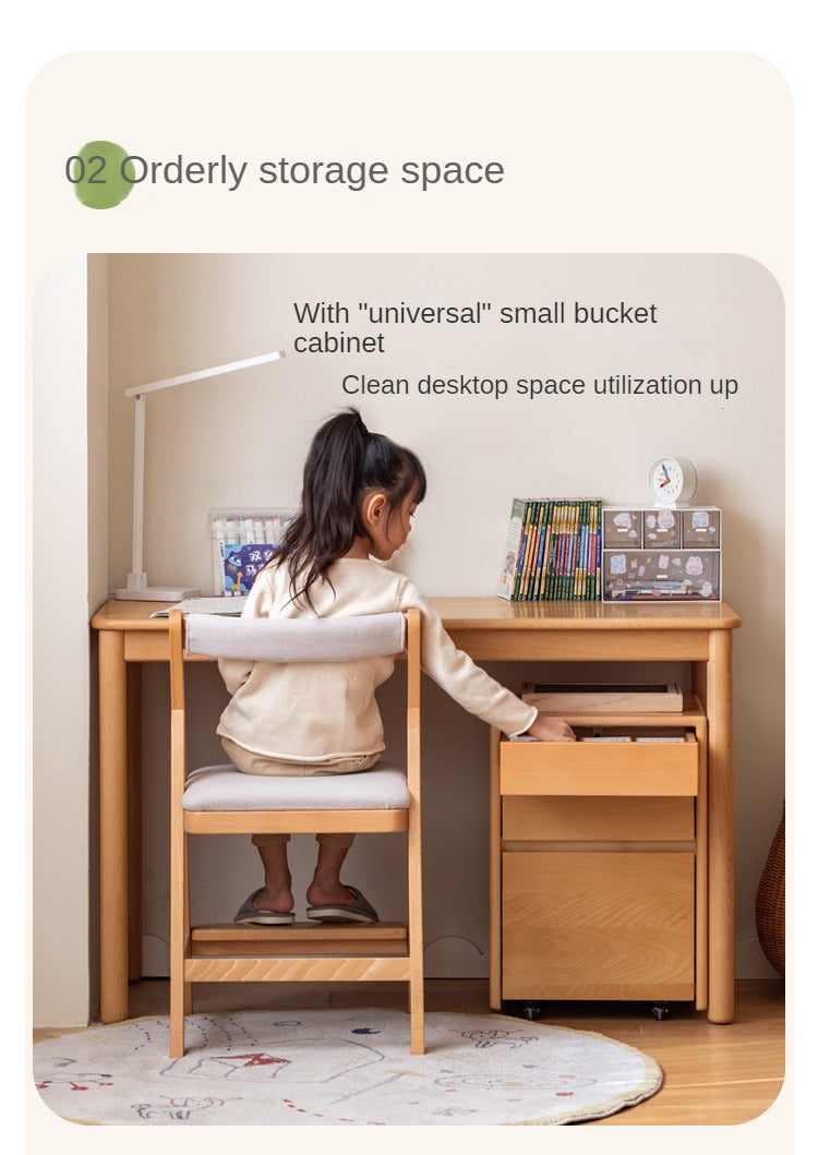 Solid Wood Kids Writing Desk - Beech & Oak Study Table for Children - Perfect for Homework, Drawing & Crafting in Bedroom or Study Room