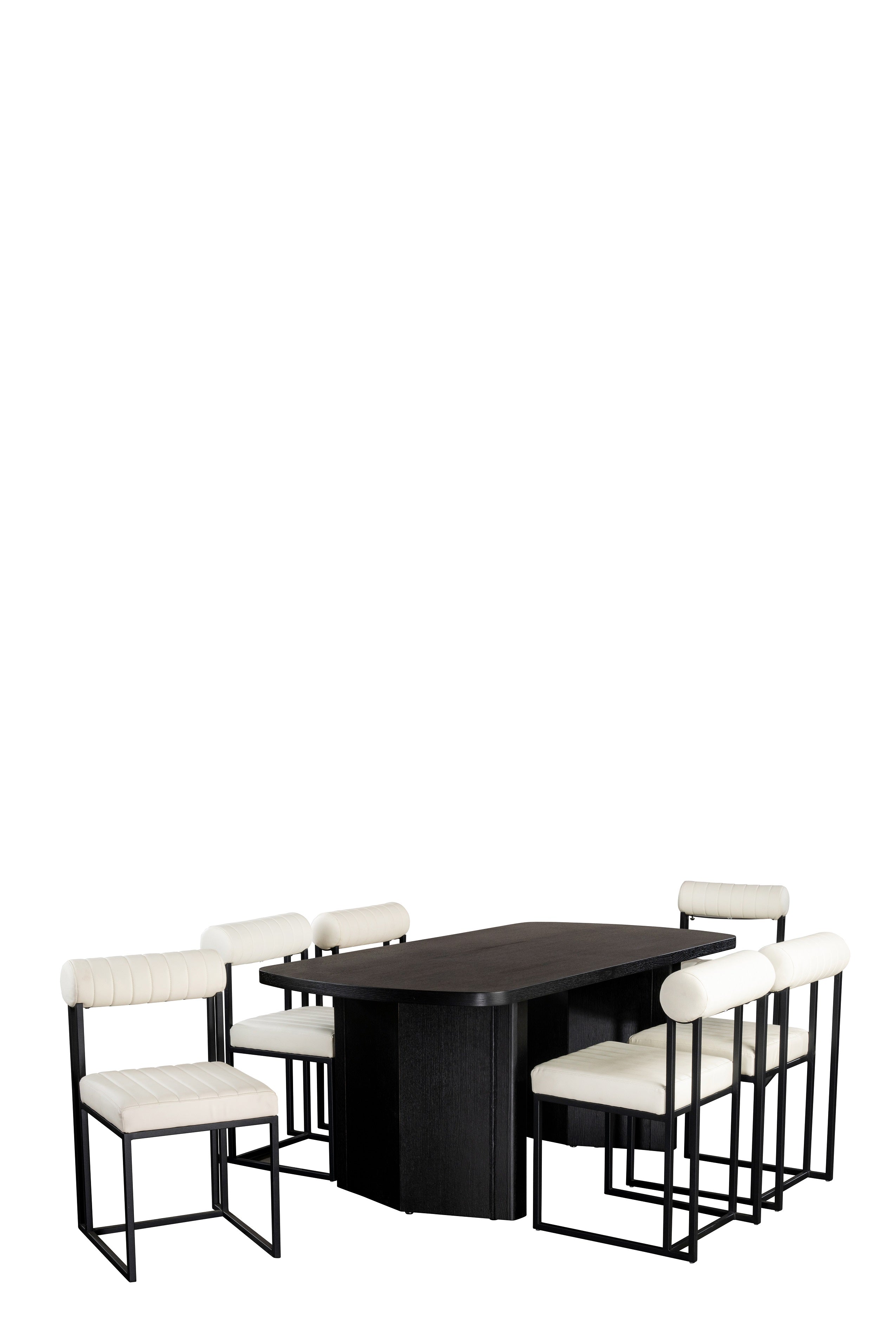 Milo 6-Person White Rectangular Dining Table Set - Perfect for Family Meals, Dinner Parties & Small Spaces