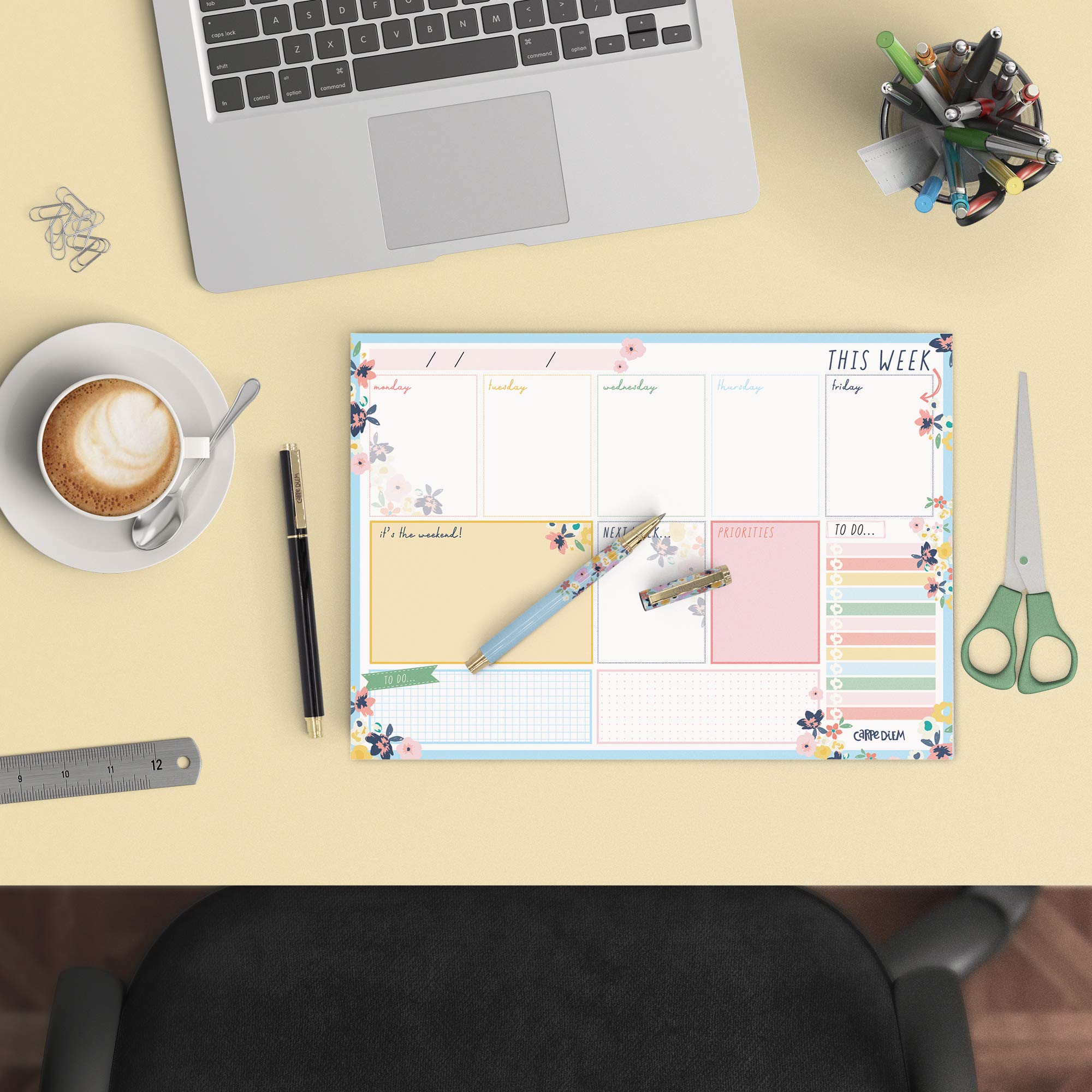 Pukka Pad Carpe Diem Weekly Planner - Floral Design Disty Planner for Work, School & Home Organization - Perfect for Scheduling, To-Do Lists & Productivity Planning