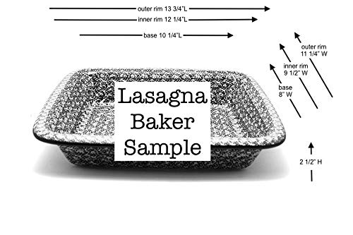 Handmade Polish Pottery Lasagna Baker - Primrose Floral Design - Perfect for Baking, Serving & Entertaining