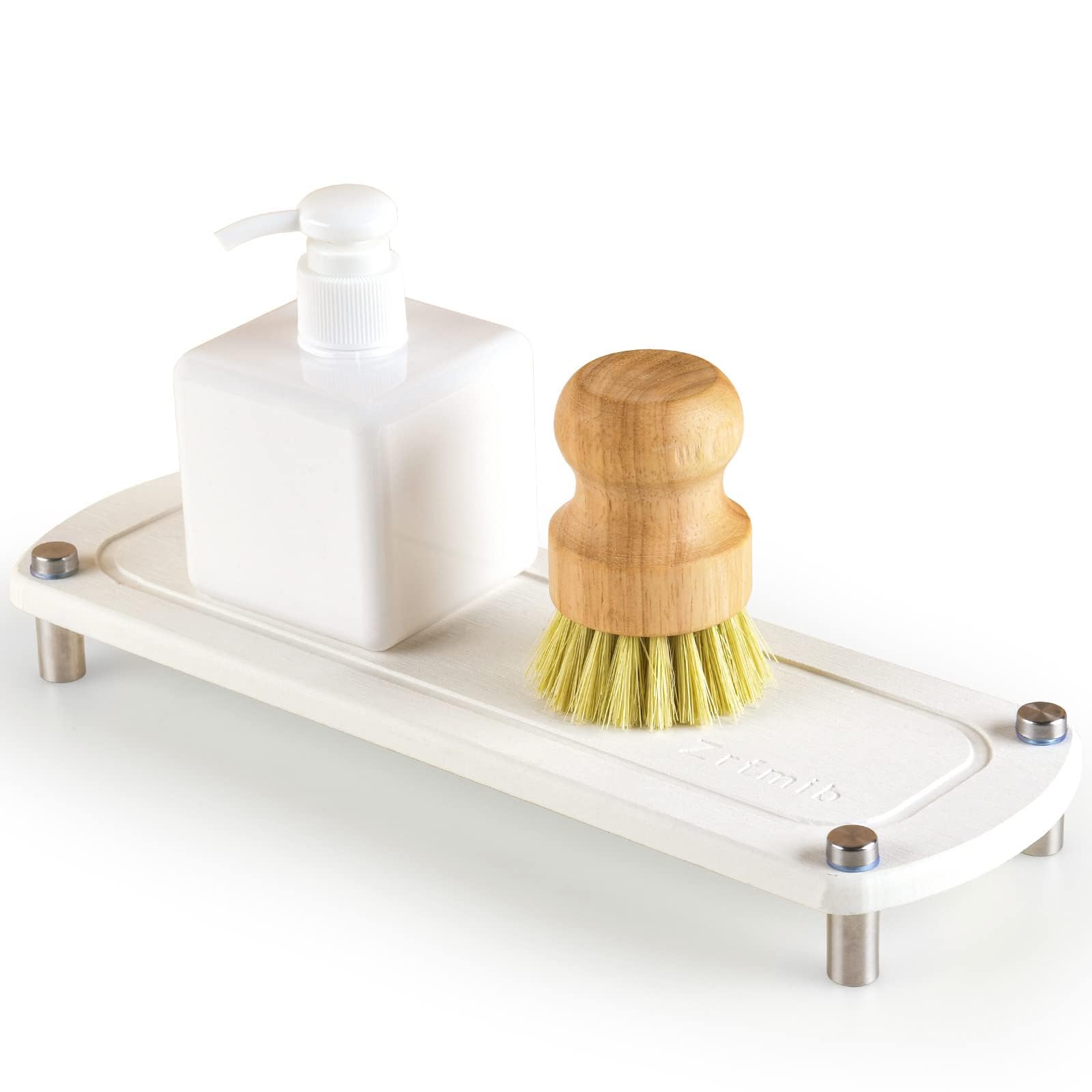 Instant Dry Sink Organizer - Stone Drying Tray for Soap Dispenser, Sponge & Toothbrush Holder | Modern Bathroom & Kitchen Organizer | White Sink Caddy for Stylish Home Decor | Perfect for Countertop Storage & Quick Drying