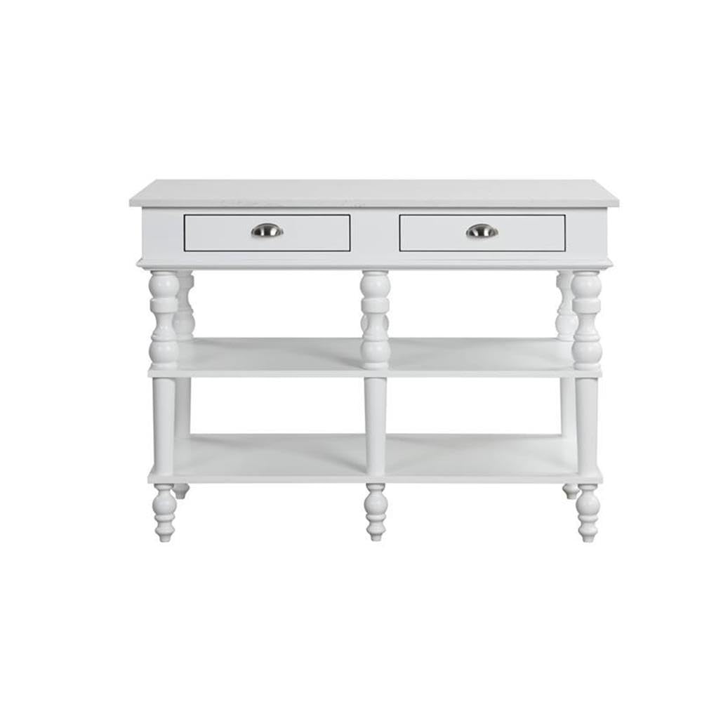 Acme Rorratt Kitchen Island with Marble Top & White Finish - Perfect for Small Kitchens, Breakfast Bars & Food Prep Areas