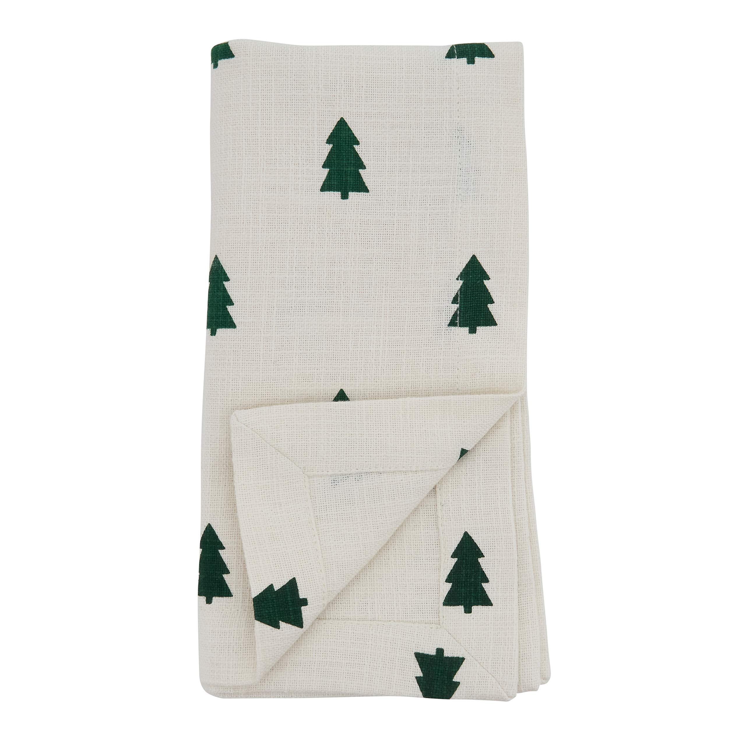 Festive Christmas Tree Printed Table Napkins (Set of 4) - Perfect for Holiday Dinner Parties, Christmas Decorations & Seasonal Entertaining