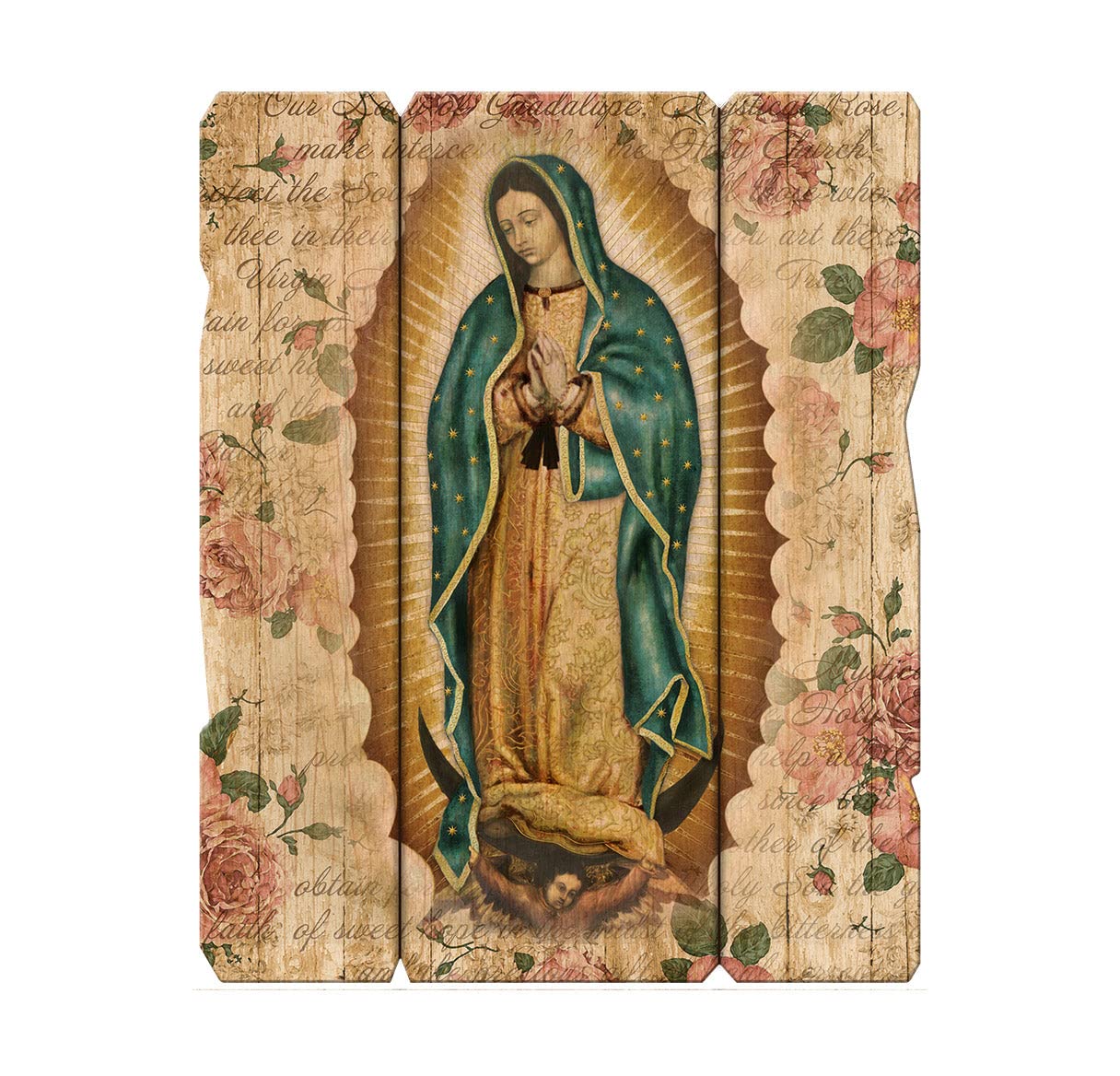 Our Lady of Guadalupe Vintage Wooden Wall Plaque - Handcrafted Barn Board Religious Art Decor for Home, Church & Prayer Room - Large Size Catholic Wall Art for Devotional Spaces