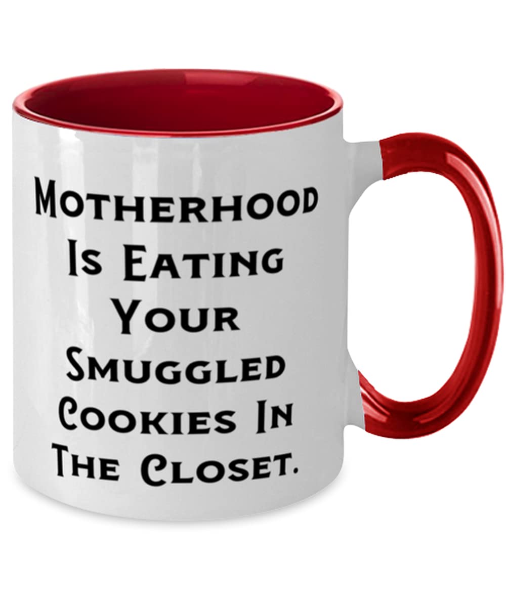 Funny Motherhood Mug - Two Tone 11oz Coffee Cup for Mom | Inappropriate Humor Gift for Mothers | Perfect for Secret Snacking, Mother's Day, or Office Use