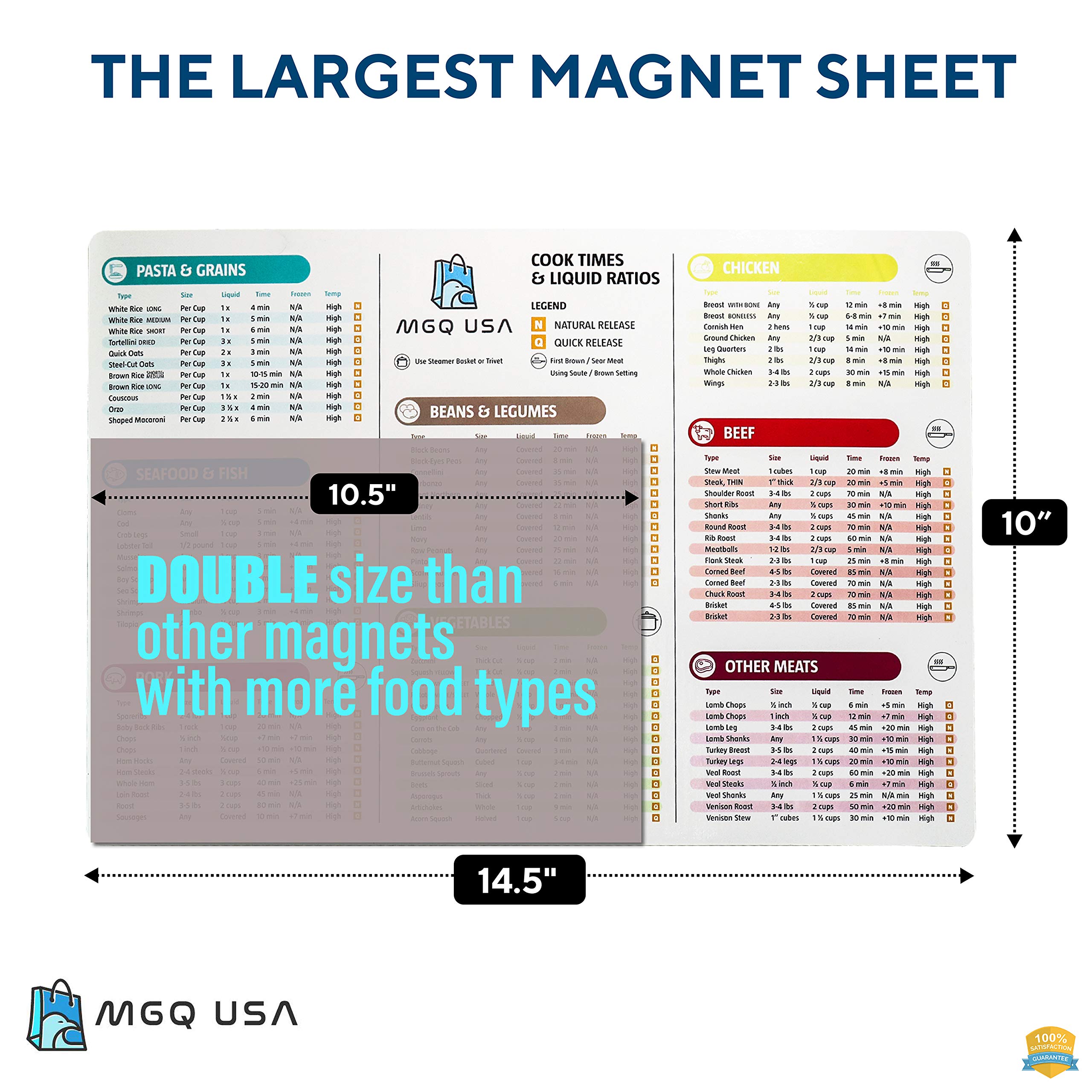 Instant Pot Accessories - 14.5x10 Inch Magnetic Cheat Sheet for Electric Pressure Cooker - Waterproof, Durable & Flexible Cooking Guide - Perfect for Quick Reference in Kitchen, Meal Prep & Pressure Cooking Recipes