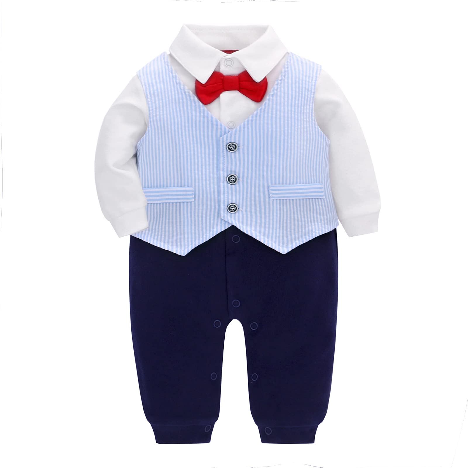 SLODEN Baby Boy Suits 2-Piece Tuxedo Set - Formal Wedding, Christening & Birthday Outfit (Romper + Waistcoat) - Perfect for Special Occasions & Photo Shoots