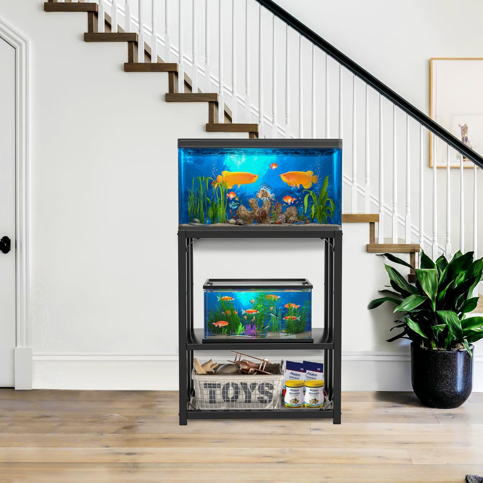 10 Gallon Aquarium Stand - Heavy Duty 660LBS Capacity Metal Tank Stand for Reptile Terrarium, 24.8