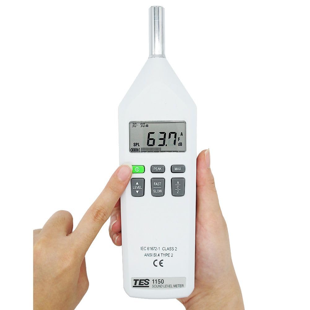 TES 1150 Digital Sound Level Meter - Professional Noise Decibel Tester with LCD Display for Home, Workplace, and Industrial Use - Perfect for Factories, Concerts, and Environmental Monitoring