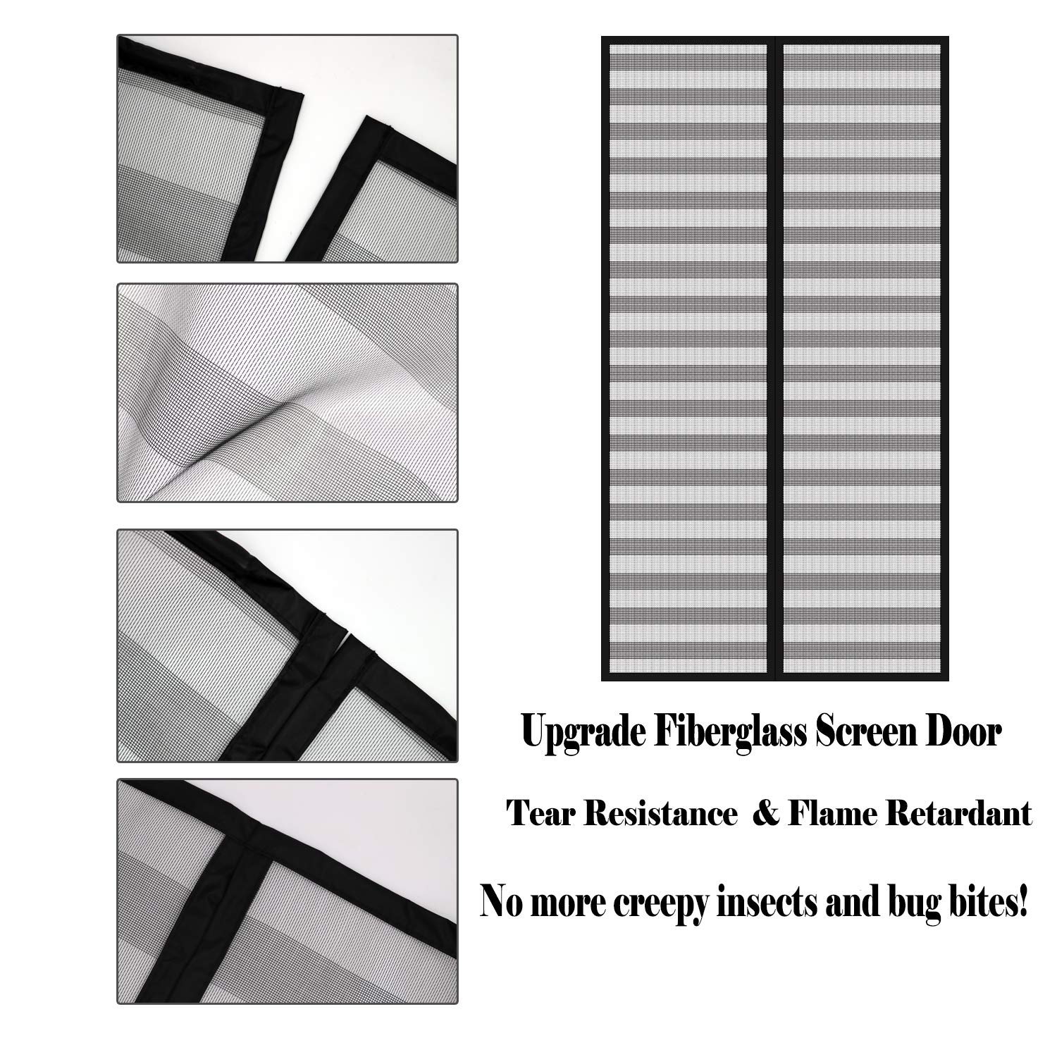 Fiberglass Magnetic Window Screen - Flame Retardant, No Drilling (35