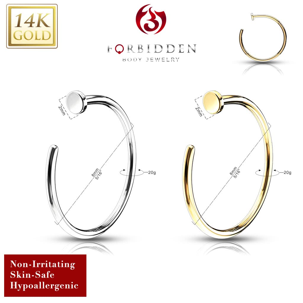 14K Solid Gold Nose Ring - 8mm Hoop Body Jewelry for Women & Men | Hypoallergenic, Non-Irritating & Skin Safe | Perfect for Everyday Wear, Parties & Special Occasions