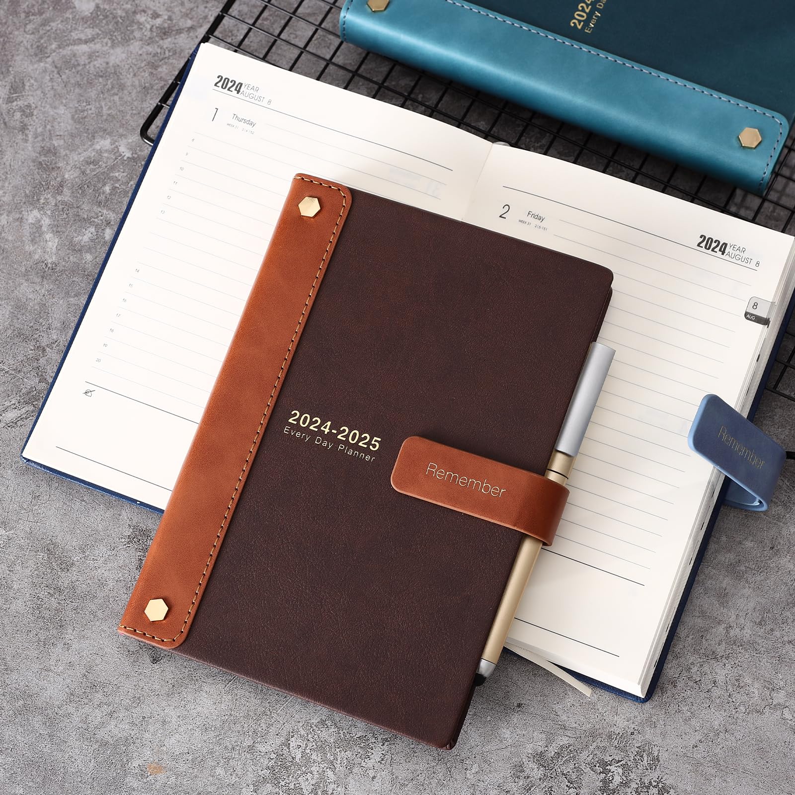 Mljtoyo 2024-2025 Academic Planner - July 2024 to June 2025 Weekly & Monthly Diary with Pen Loop, Stickers & Inner Pocket - 24x25 Pages/Day Hardcover Coffee Design - Perfect for Students, Teachers & Office Professionals