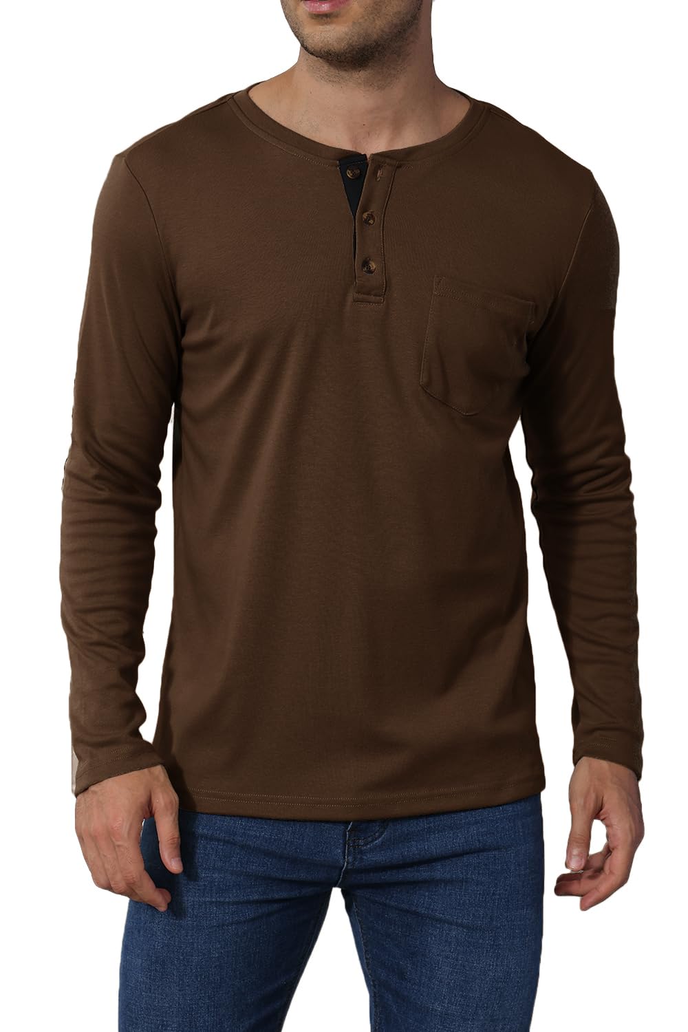 Naggoo Men's Casual T-Shirts & Henley Shirts - Soft Cotton Long Sleeve Pocket Tees for Everyday Wear | Work, Gym, Weekend Outfits