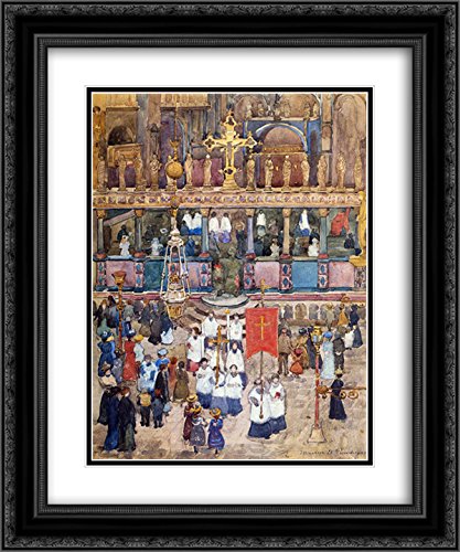 20x24 Black Ornate Framed Maurice Prendergast St. Mark's Easter Procession Art Print - Double Matted Museum Quality Wall Decor for Living Room, Office & Gallery Display