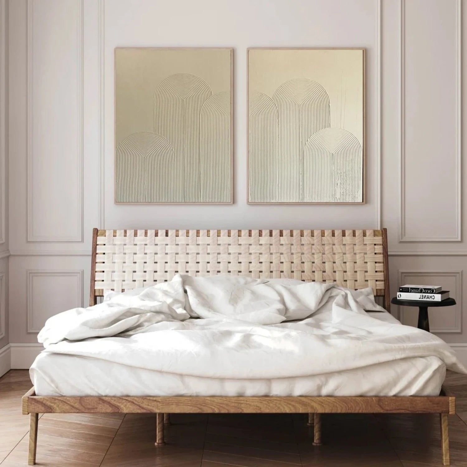 Abstract Beige & Brown Wall Art Set of 2 - Modern Canvas Paintings for Living Room, Bedroom & Office Decor #BB133