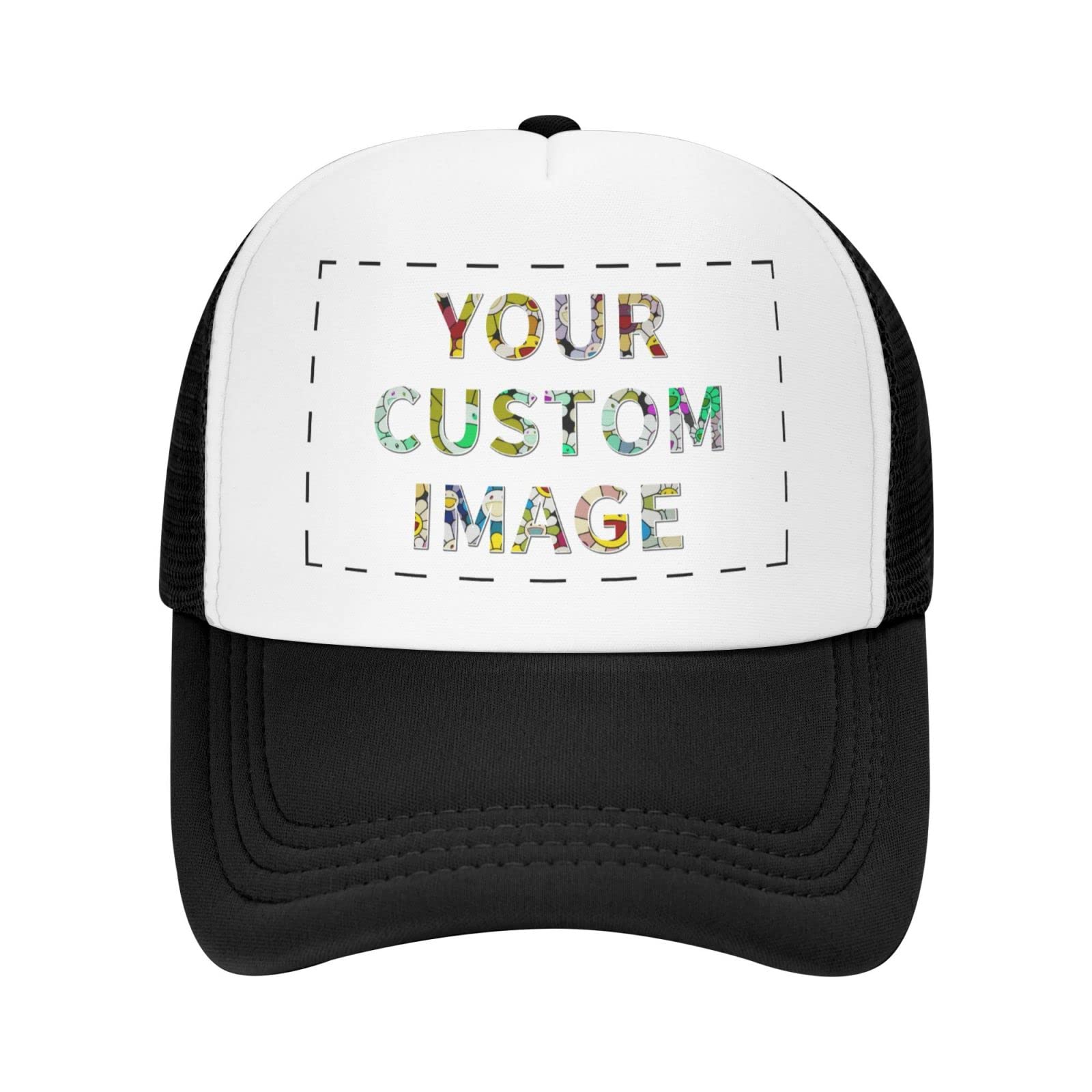 Custom Trucker Hats for Men & Women - Personalized Photo Baseball Caps - Design Your Own Hat - Black - Perfect for Sports, Outdoor Activities & Fashion Accessories