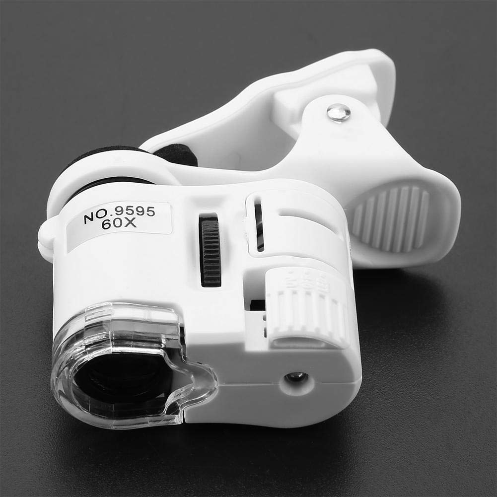 Mini Mobile Phone Microscope with LED UV Light - Adjustable Focusing Clip-On Magnifier for Jewelry, Antique & Currency Inspection - Perfect for Coin Collectors, Gem Appraisers & Hobbyists