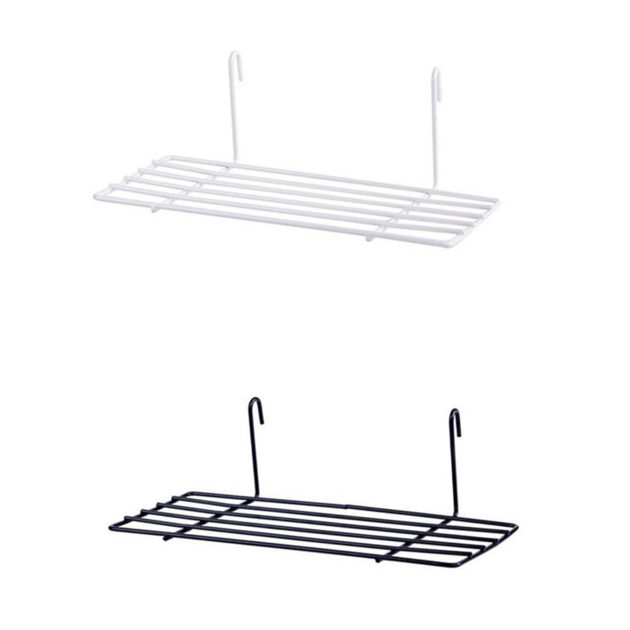STOBAZA 3-Pack Black Metal Wall Grid Panel Shelves - Wire Storage Basket Organizer for Kitchen, Bathroom & Garage - Heavy Duty Straight Shelf Rack for Home Organization