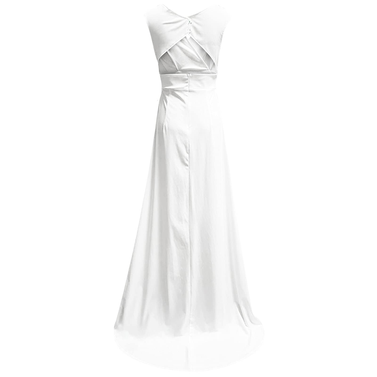 Elegant White Maxi Dress for Women - V-Neck Formal Gown with Sexy Side Slit for Wedding Guest, Party & Evening Events | Perfect for Summer Weddings, Cocktail Parties & Special Occasions