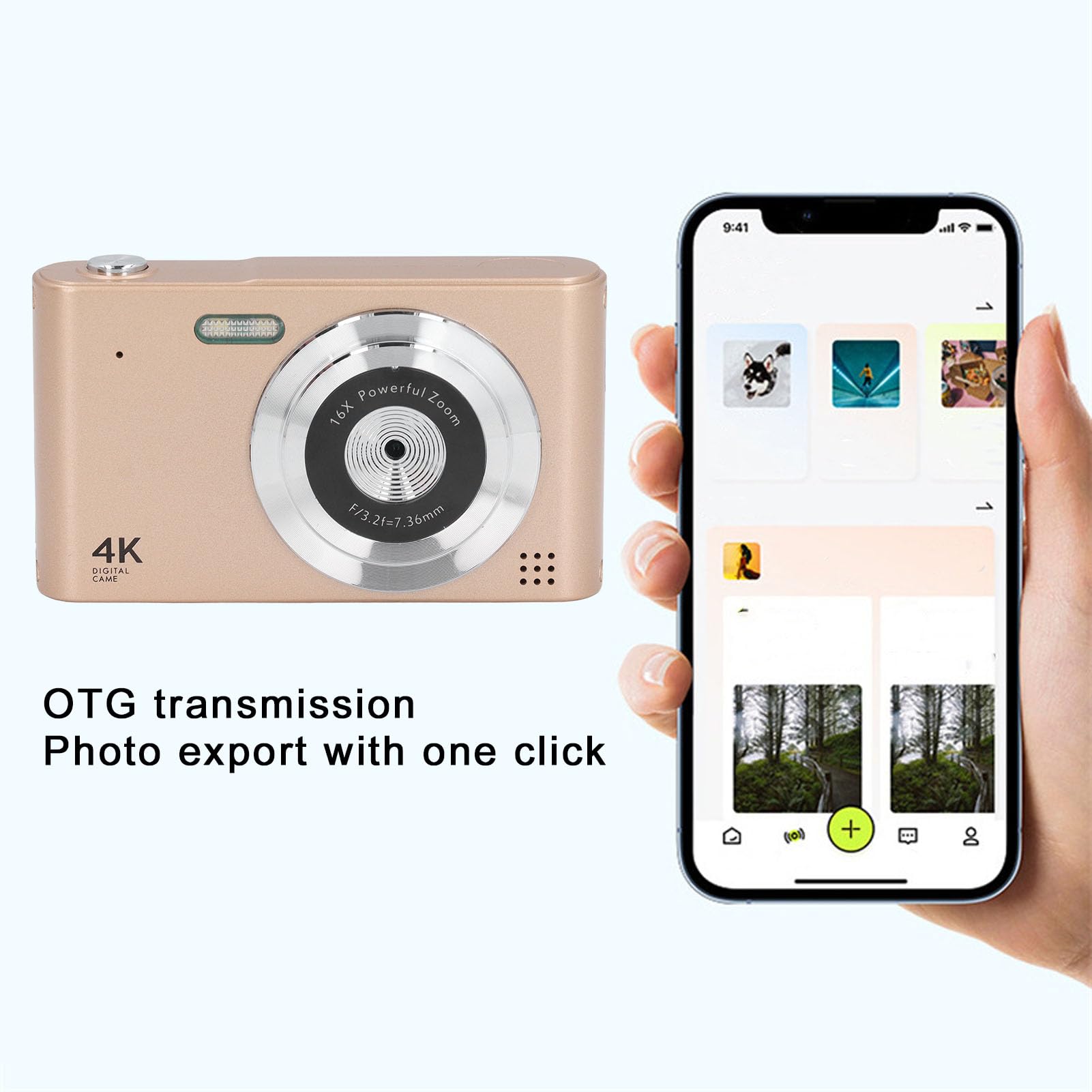 4K Digital Camera for Photography & Vlogging - 48MP, 16X Zoom, Auto Focus, Anti-Shake, Compact Point and Shoot Travel Camera (Gold) - Perfect for Travel, YouTube Videos, Family Events & Outdoor Adventures