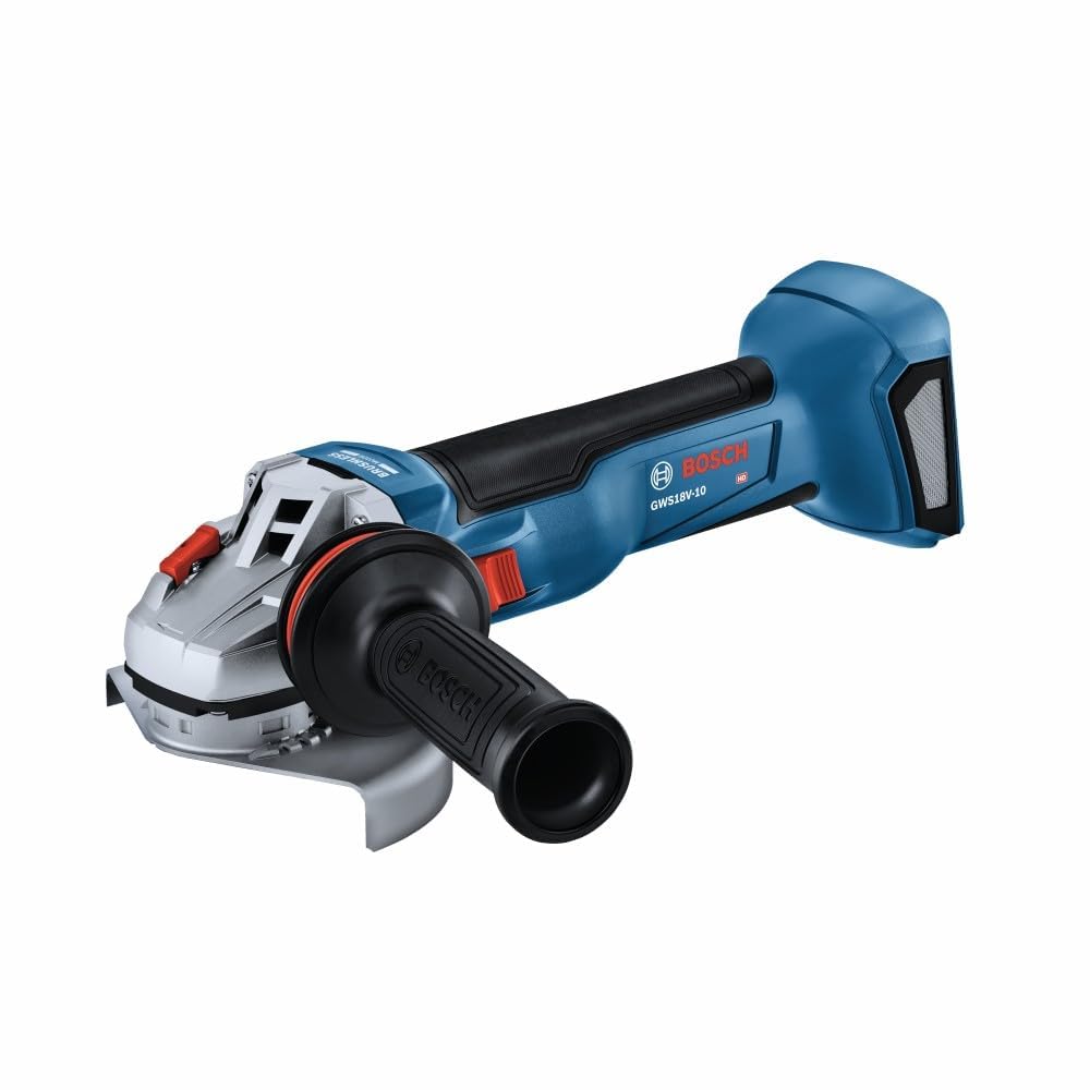 BOSCH GWS18V-10N 18V Cordless Brushless Angle Grinder with Slide Switch - 4-1/2 to 5 Inch Cutting & Grinding Tool (Bare Tool) - Perfect for Metalworking, Wood Cutting, and DIY Projects