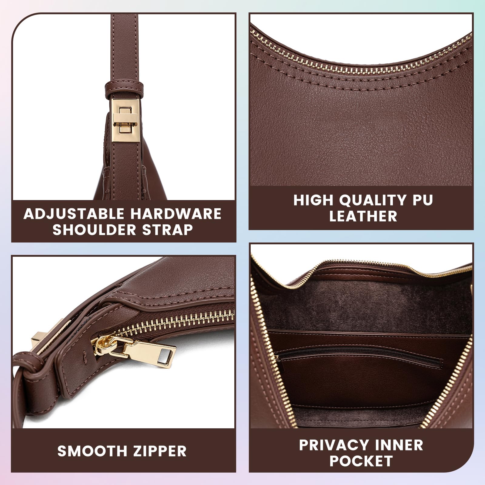 3-Way Adjustable Shoulder Handbag for Women - Waterproof Leather Crossbody Bag with Zip Closure, Hobo Purse & Clutch | Perfect for Work, Travel & Everyday Use