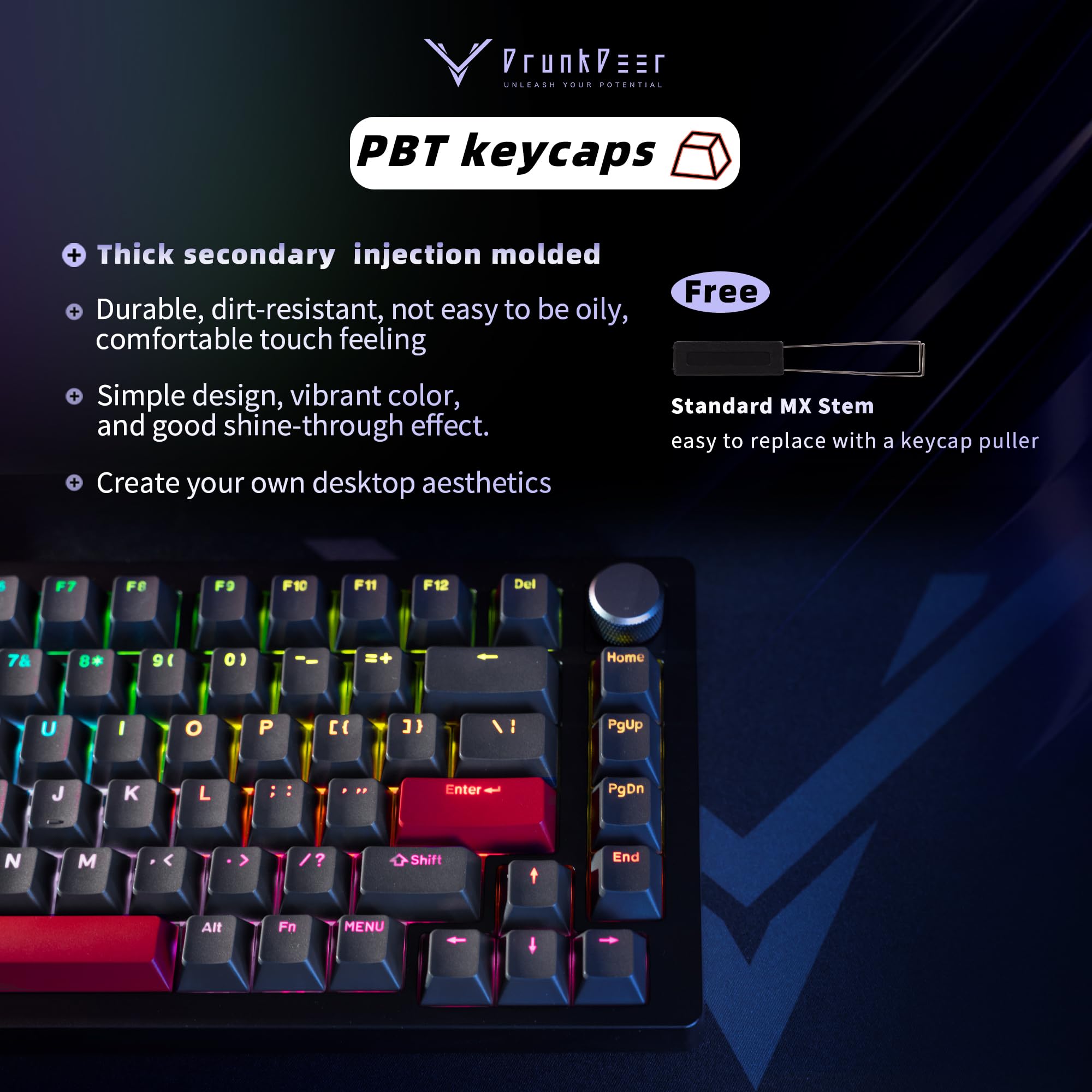 DrunkDeer A75 Rapid Trigger Magnetic Switch Mechanical Gaming Keyboard - 82 Key Compact 75% Layout, PBT Double Shot Keycaps, OEM Profile, USB Wired (Black) - Perfect for FPS Gaming, Competitive Esports & Office Typing