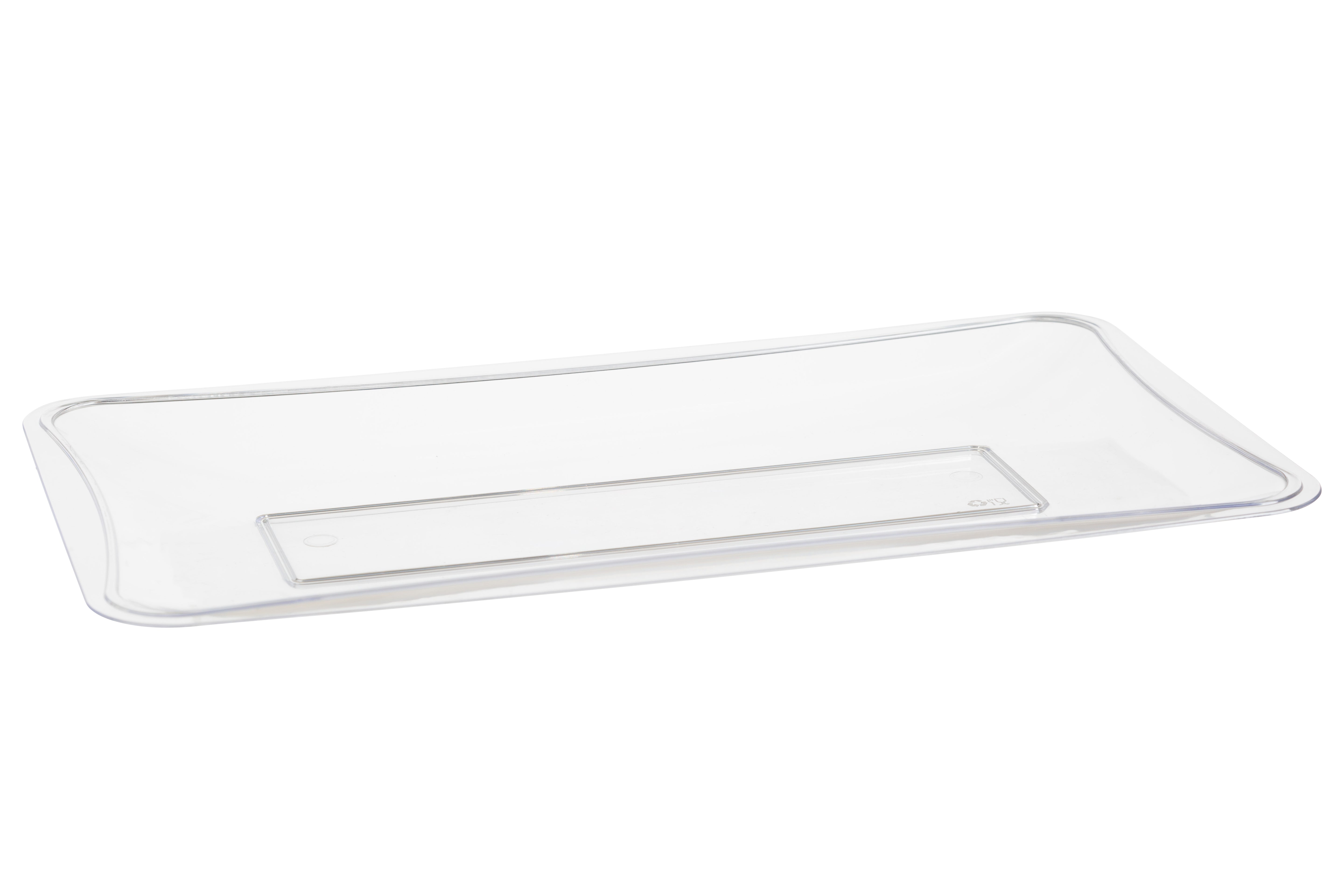 2 Pack Clear Plastic Serving Trays 8x14 Inches - Durable Rectangular Food Serving Tray for Parties, Buffets & Home Use - BPA-Free Dishwasher Safe Serving Platter for Entertaining