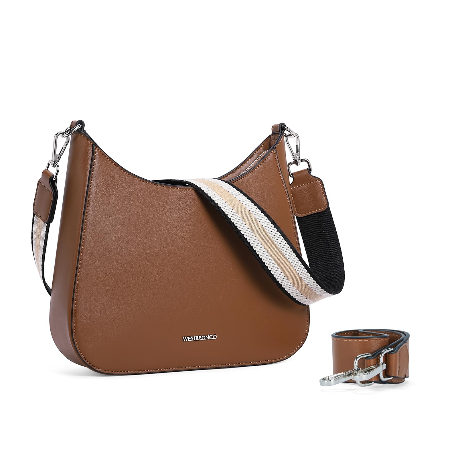 WESTBRONCO Leather Crossbody Bags for Women with 2 Straps - Trendy Shoulder Purse for Daily Use
