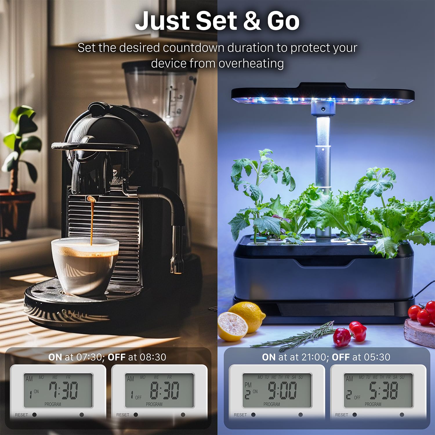 Fospower 7-Day Heavy Duty Digital Timer for Electrical Outlets - Dual Programmable Light Switch for Grow Lights, Lamps & Appliances | Indoor Use with 3-Prong Grounded Plug | Perfect for Home, Office & Gardening Automation