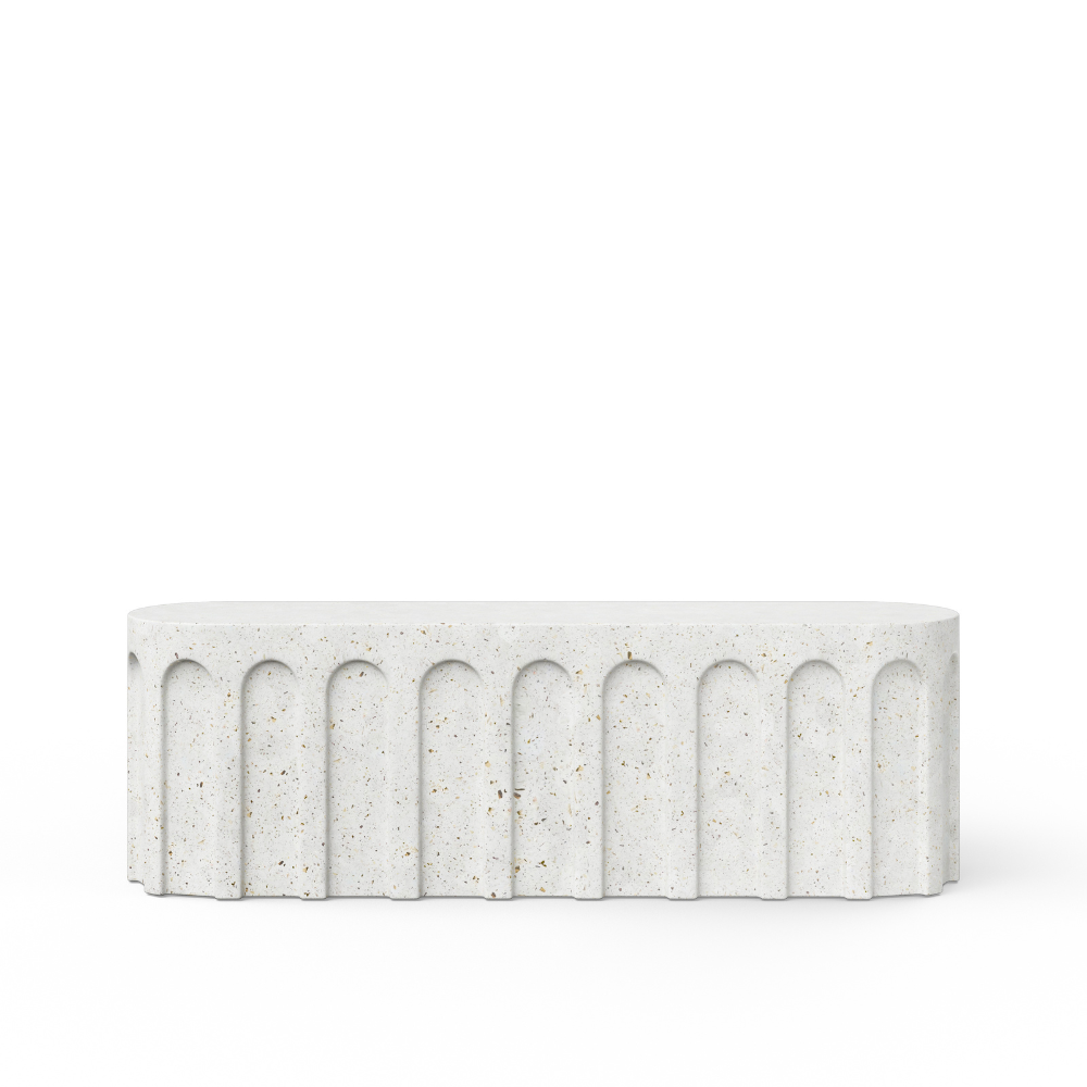 Atlas Outdoor Concrete Oval Bench - Durable Garden Seating for Patio, Park, and Backyard - Perfect for Relaxing and Outdoor Decor
