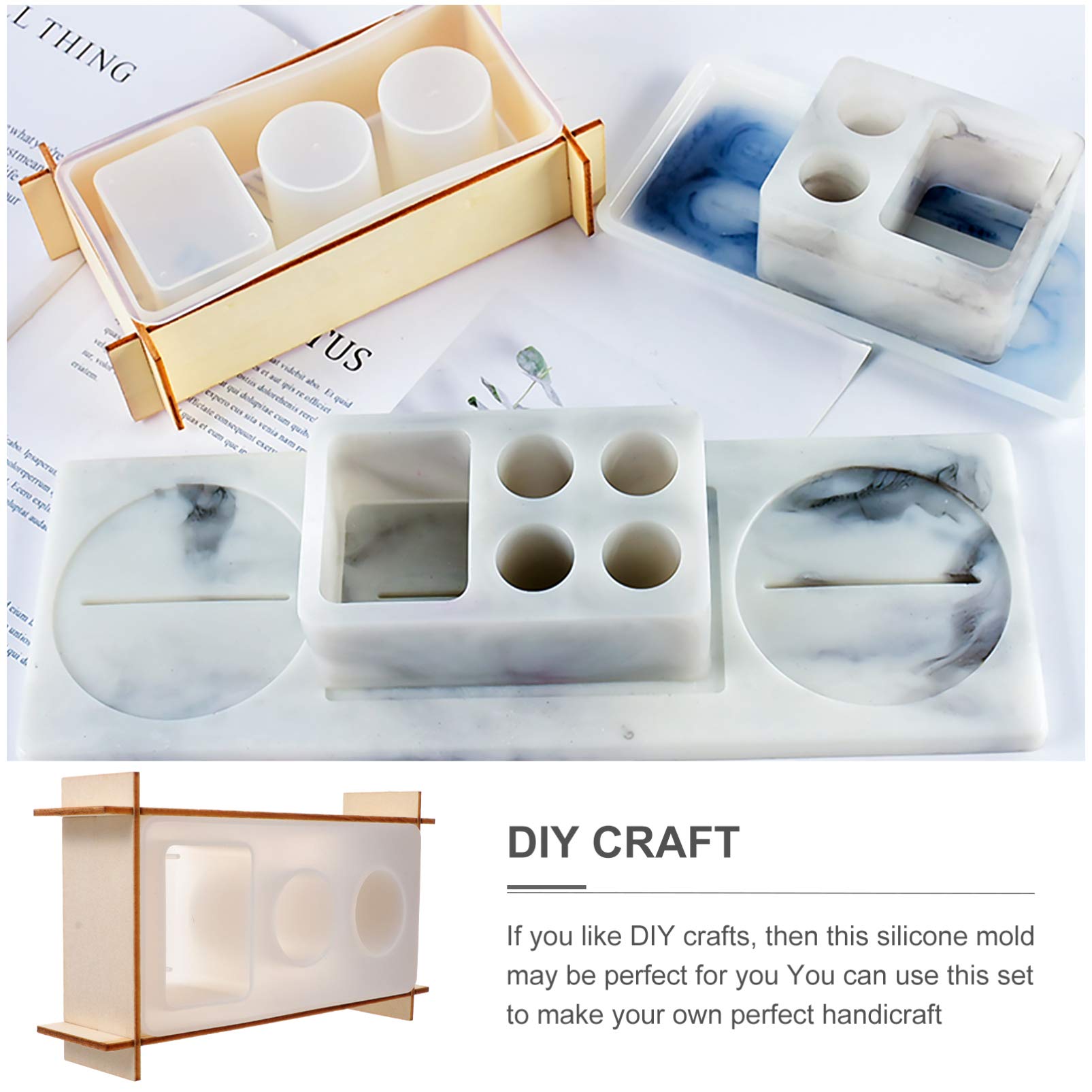 EXCEART DIY Silicone Toothbrush Holder Mold Set - Resin Casting Molds for Toothbrush Cup, Flower Pot & Jewelry Making - Creative Storage Box Crafting for Home Decor and Bathroom Organization