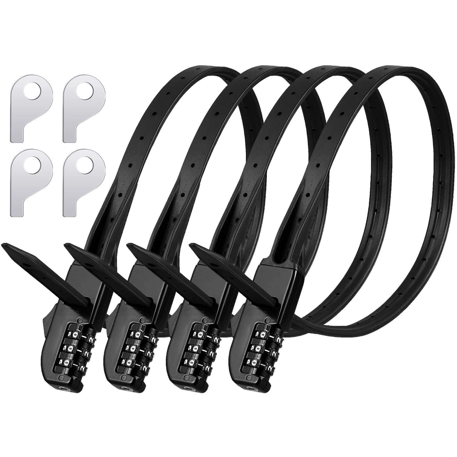 Qunclay 4-Digit Combination Cable Lock - Heavy Duty Bike Lock, Motorcycle Lock, Ski Rack Lock, Helmet Lock & Cabinet Security Lock for French Door Refrigerators, Outdoor Use - Adjustable Zinc Alloy Steel Wire