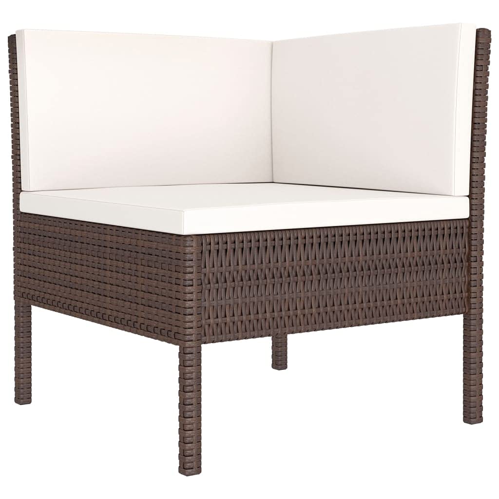 3-Piece Brown Poly Rattan Outdoor Garden Lounge Set with Cushions - Patio, Backyard, Camping Conversation Furniture for Relaxing & Entertaining