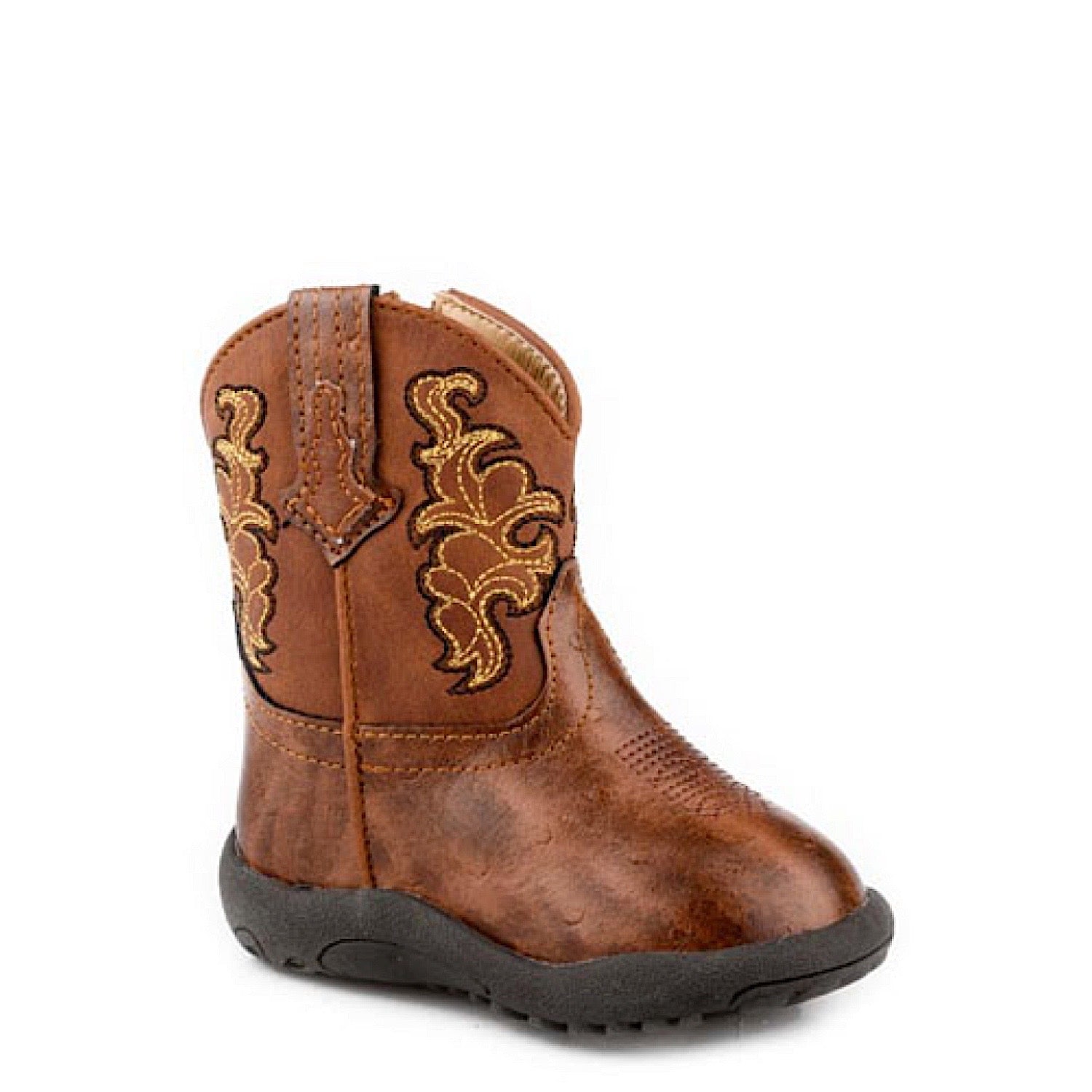 Roper INFANT Cowboy Boots for Babies - Cognac Print & Cognac Leather - Perfect for Western Outfits, Rodeos, and Country-Themed Photoshoots