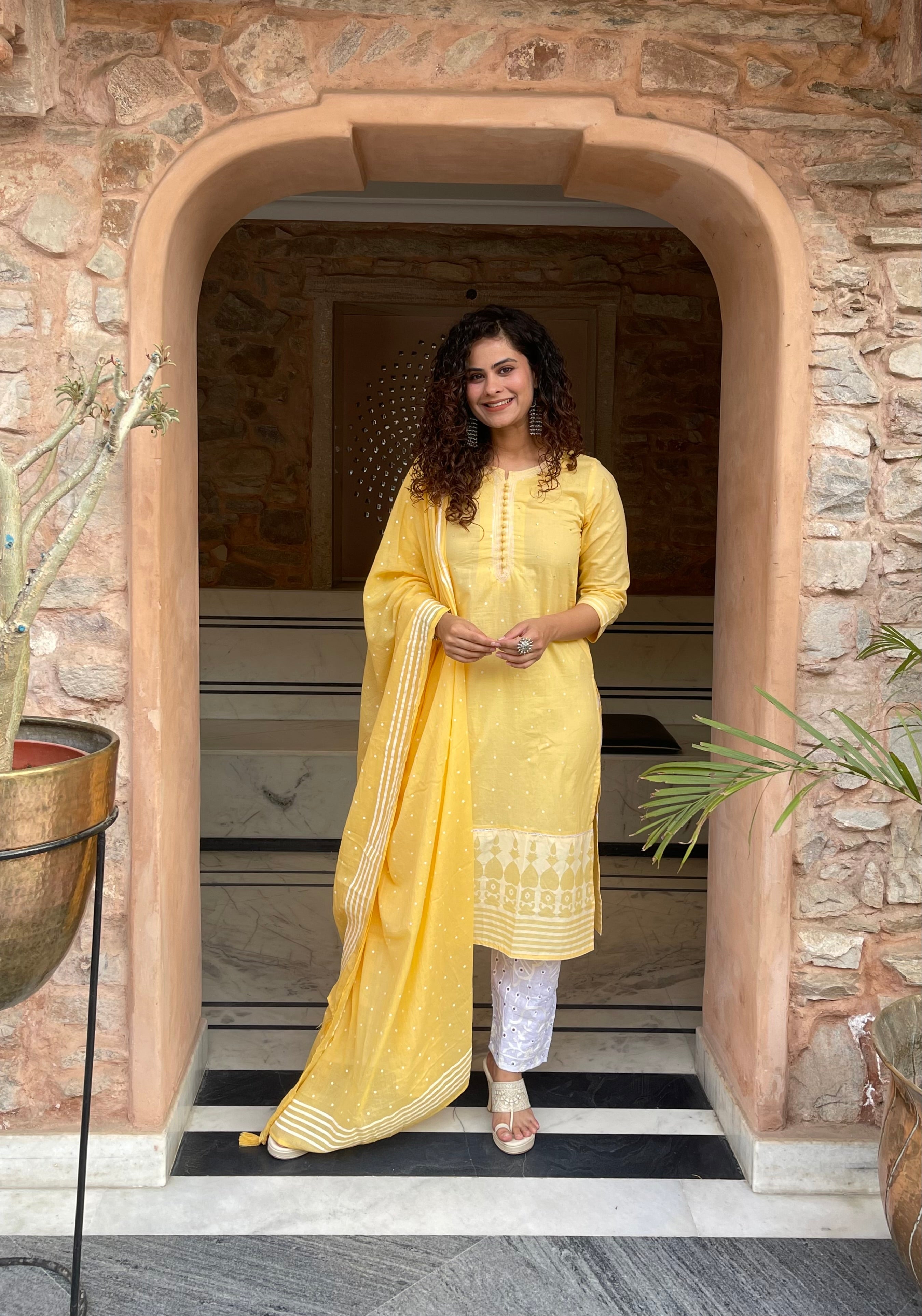 Stylish Yellow Embroidered Dupatta Suit Set for Women - Traditional Indian Ethnic Wear for Weddings, Festivals & Special Occasions