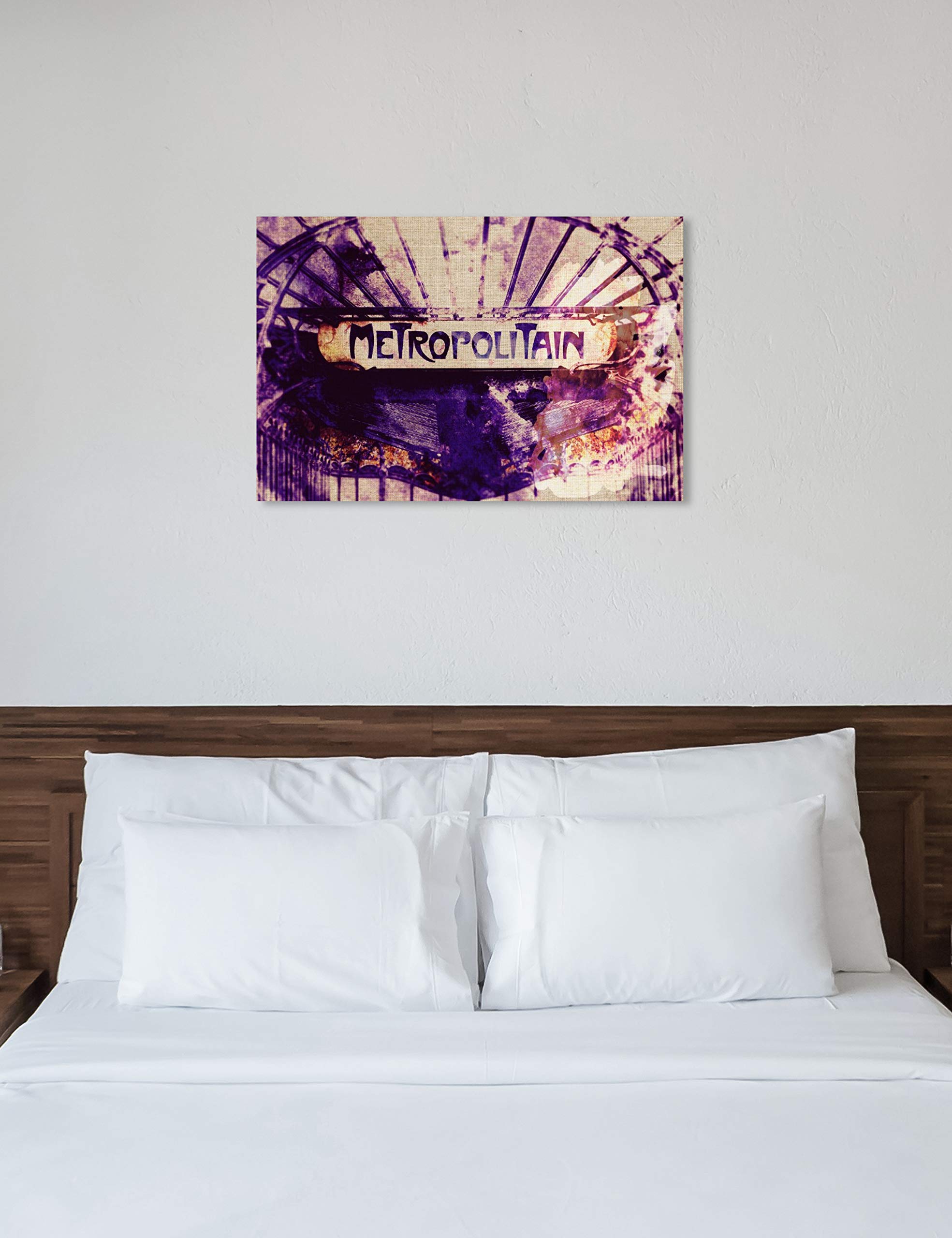Oliver Gal Artist Co. Modern Architecture Wall Art Canvas Print - 'Metropolitain' Home Décor in Purple & White - 15x10 Inches & 45x30 Inches - Perfect for Living Room, Bedroom or Office Decor