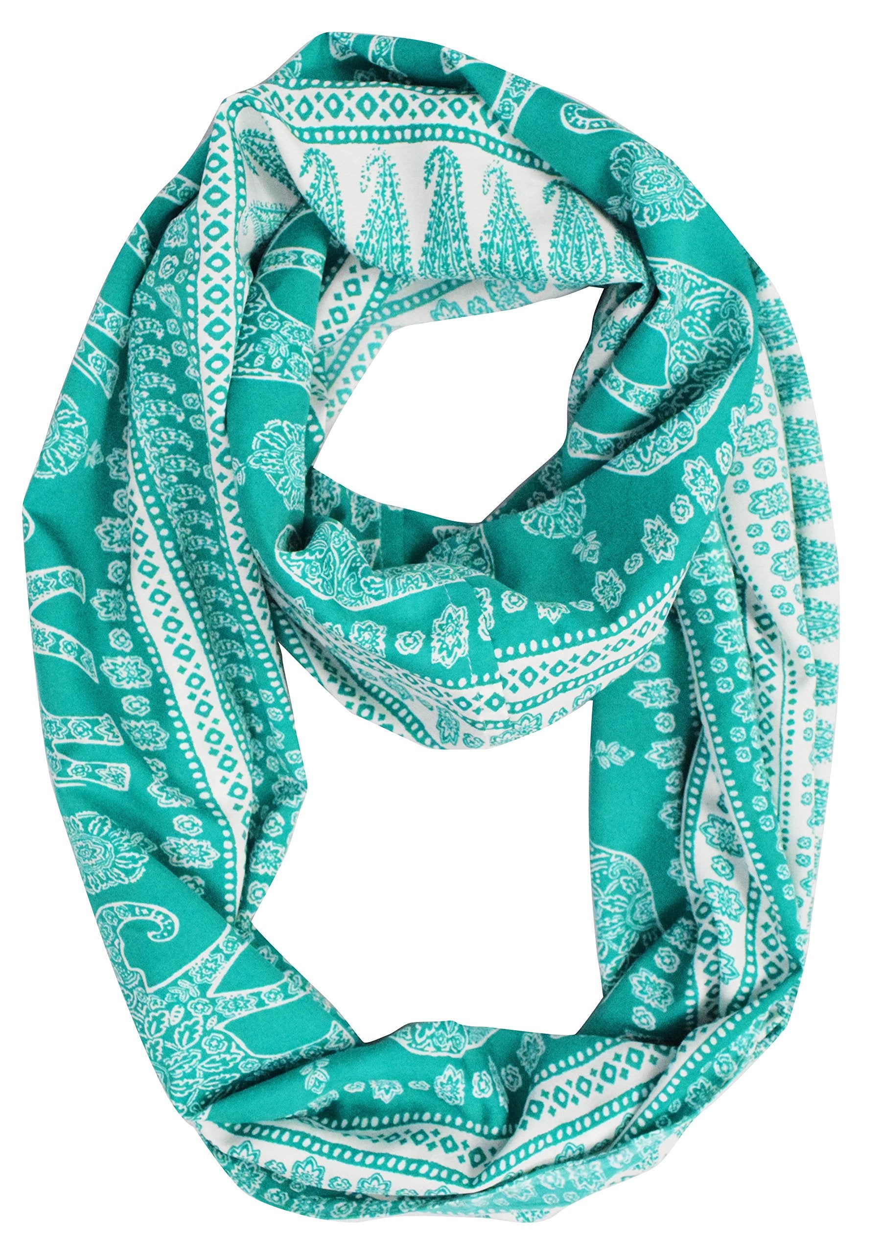 Tribal Paisley Floral Elephant Print Infinity Scarf - Stylish Fashion Accessory for Women, Winter Warm Wrap, Gift Idea for Her | Perfect for Cold Weather, Office, Travel & Casual Outfits