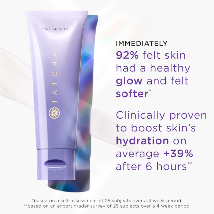 Tatcha The Rice Wash Skin Softening Facial Cleanser - Gentle Exfoliating & Hydrating Face Wash for Glowing Skin | Perfect for Daily Skincare Routine & Makeup Removal