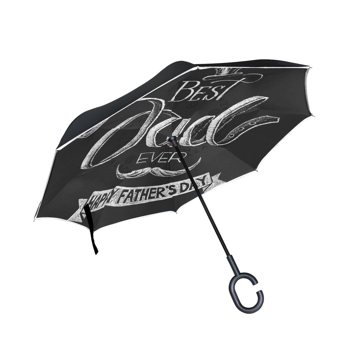 ALAZA Double Layer Inverted Windproof Umbrella - Vintage Mustache Design UV Protection Compact Travel Umbrella for Men | Perfect for Father's Day Gifts, Car Use & Outdoor Activities