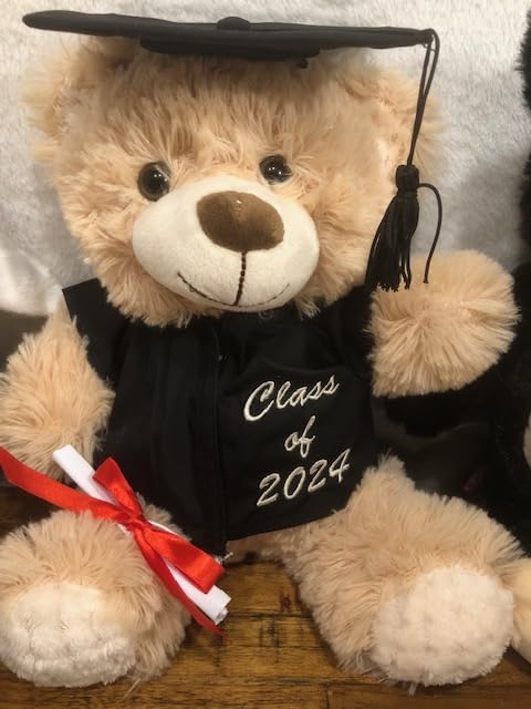 Personalized Graduation Bear Plush for Class of 2024 - Custom Monogram Embroidery Gift for Preschool & Kindergarten Graduation - Perfect Graduation Party Favors & School Keepsakes