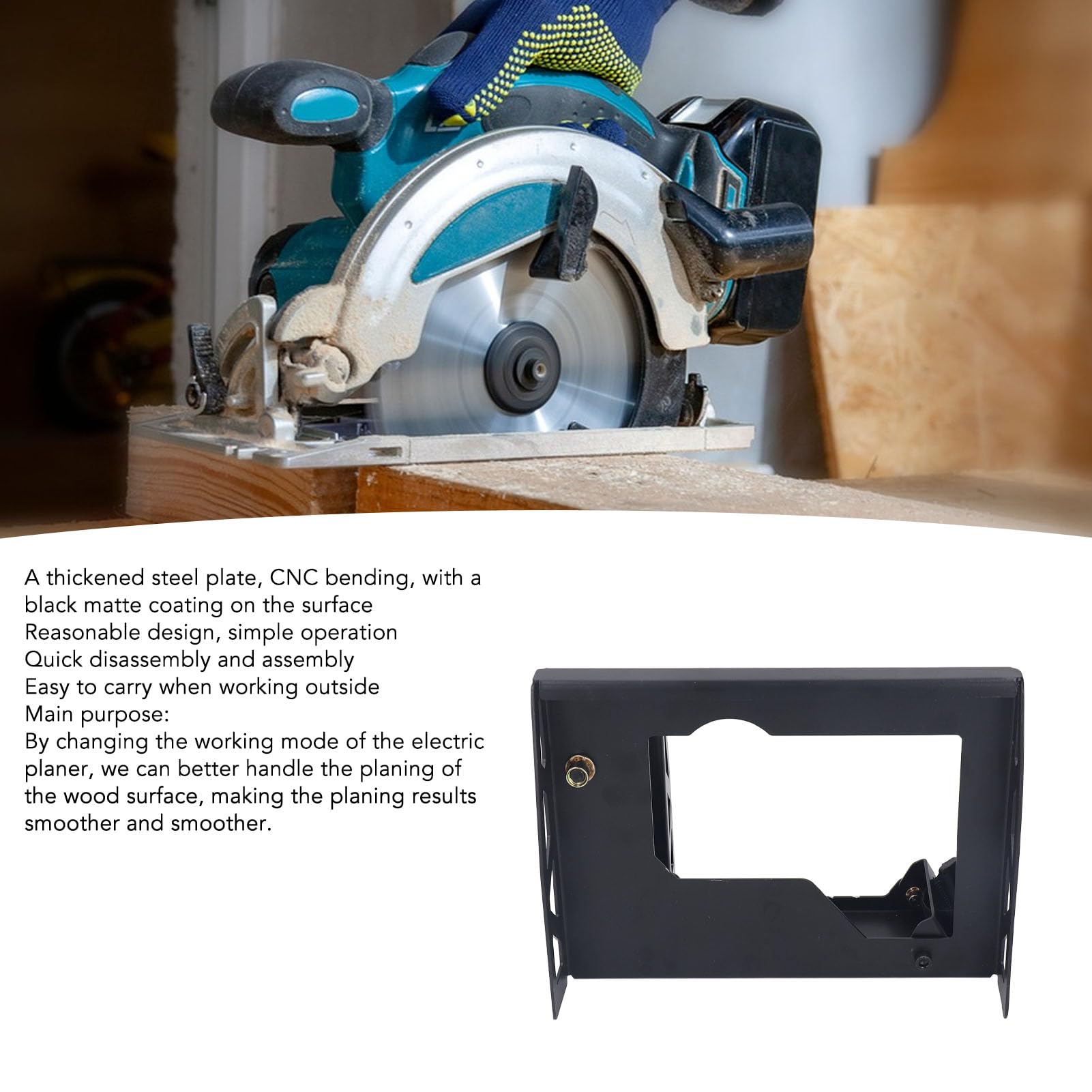 Electric Planer Stand - Heavy Duty Steel Flip Support Shelf for Hand Planers, Compact Black Matte Finish, Stable DIY Woodworking Tool for Smoothing & Shaping Wood (Workshop, Carpentry, Home Improvement Projects)