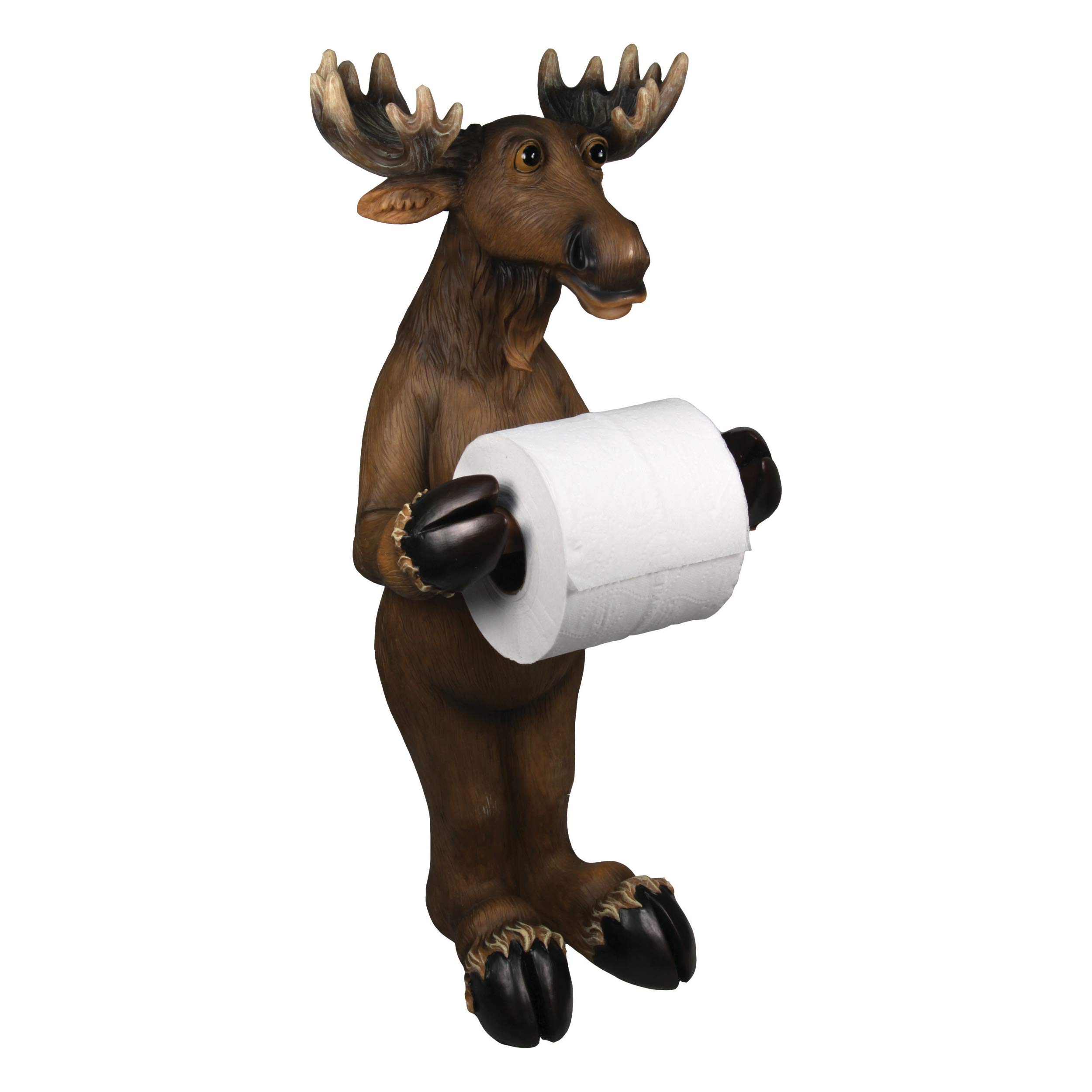 Rivers Edge Products Novelty Toilet Paper Holder Stand - 21.5 Inch Tall Moose Design, 1 Roll TP Holder, Bathroom Accessories & Rustic Home Decor, Durable Poly Resin - Perfect for Cabin, Lodge, or Western Style Bathrooms