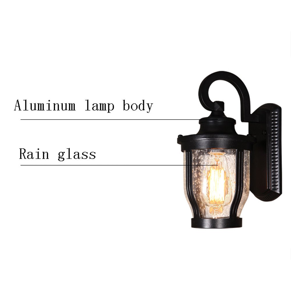 Mediterranean Style Wall Mounted Light - Raindrop Glass Lantern with E27 Socket, Traditional Outdoor Security Lighting for Courtyard, Villa & Street | Weatherproof Exterior Sconce for Porch, Garden & Reading Areas