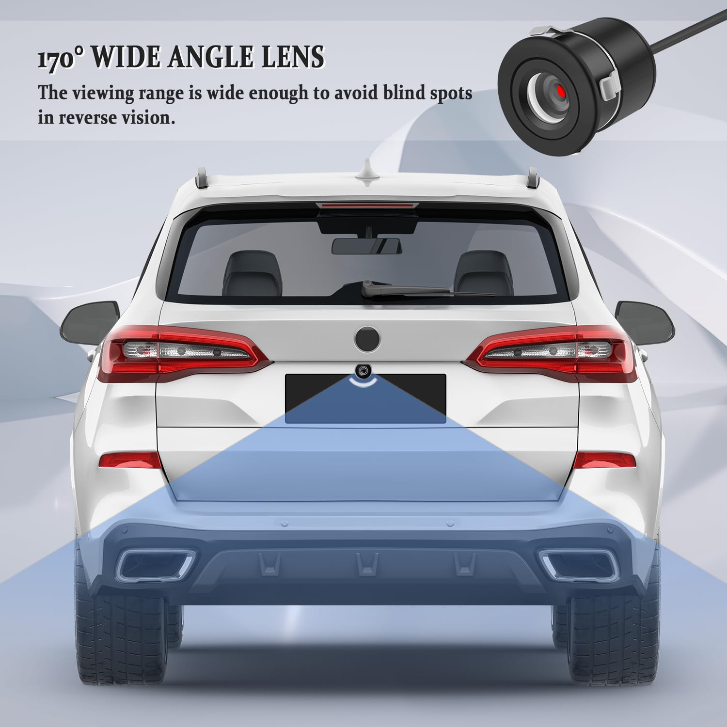 Universal 170° Wide Angle Backup Camera for Car SUV RV Truck - IP68 Waterproof, HD Night Vision, Flush Mount Reversing Parking System (12V/24V Compatible) | Perfect for Safe Parking, Reversing & Night Driving