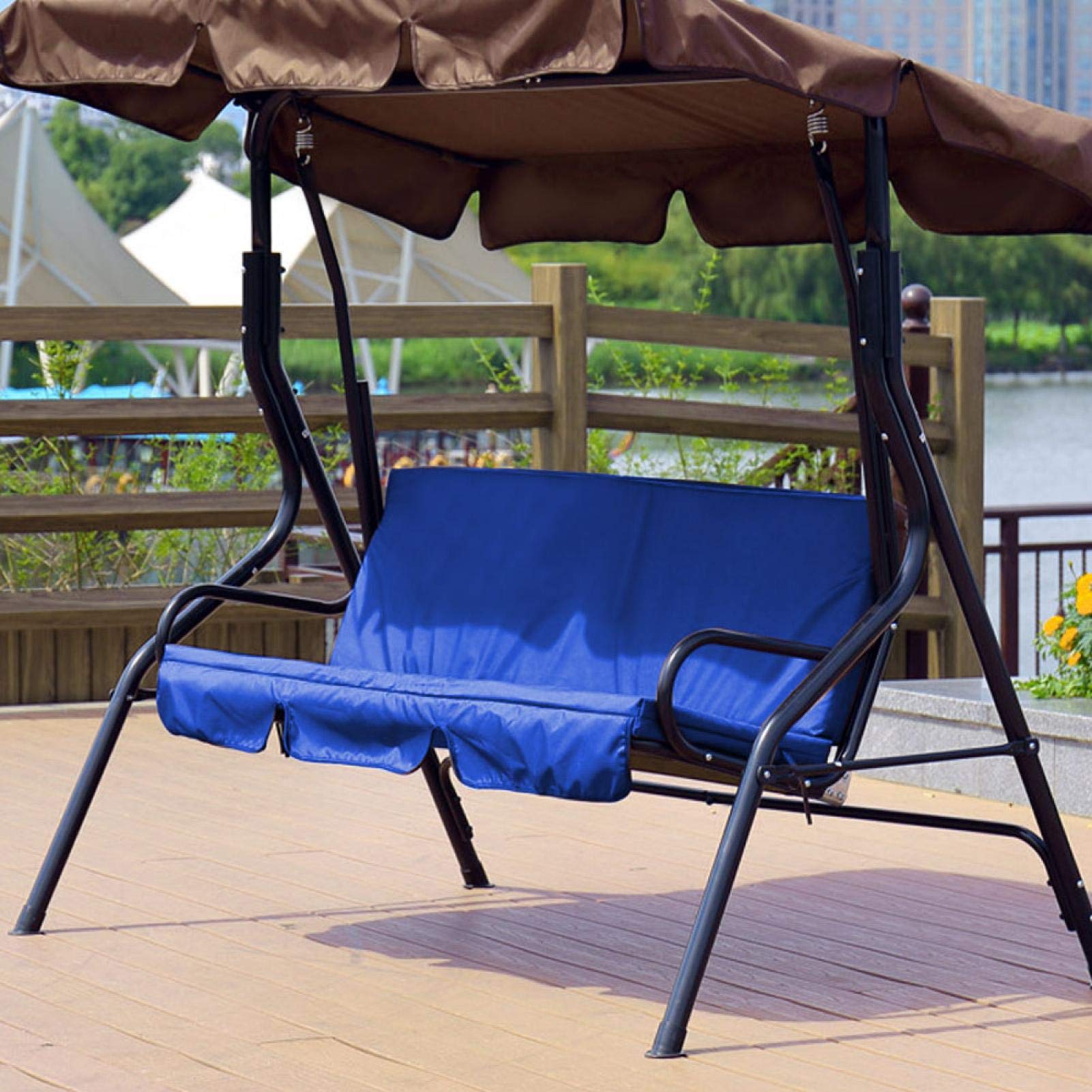Waterproof Swing Cushion Cover - Replacement Seat Sleeve for 3-Seater Hammock & Outdoor Furniture - Durable Polyester Taffeta Protection for Swing Chairs, Benches - Perfect for Garden, Poolside, Courtyard, Balcony & Backyard (Navy Blue)